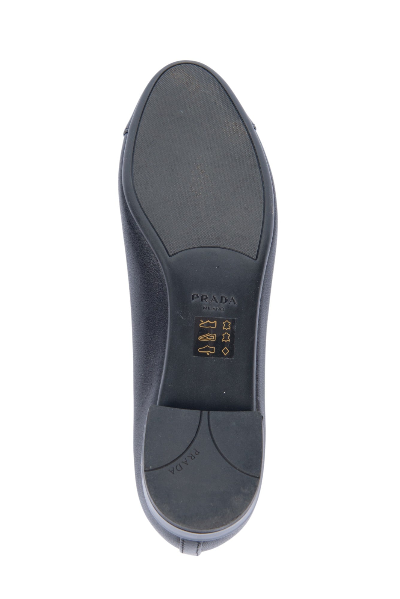 PRADA Black Leather Bow Accent Ballet Flats Size 37