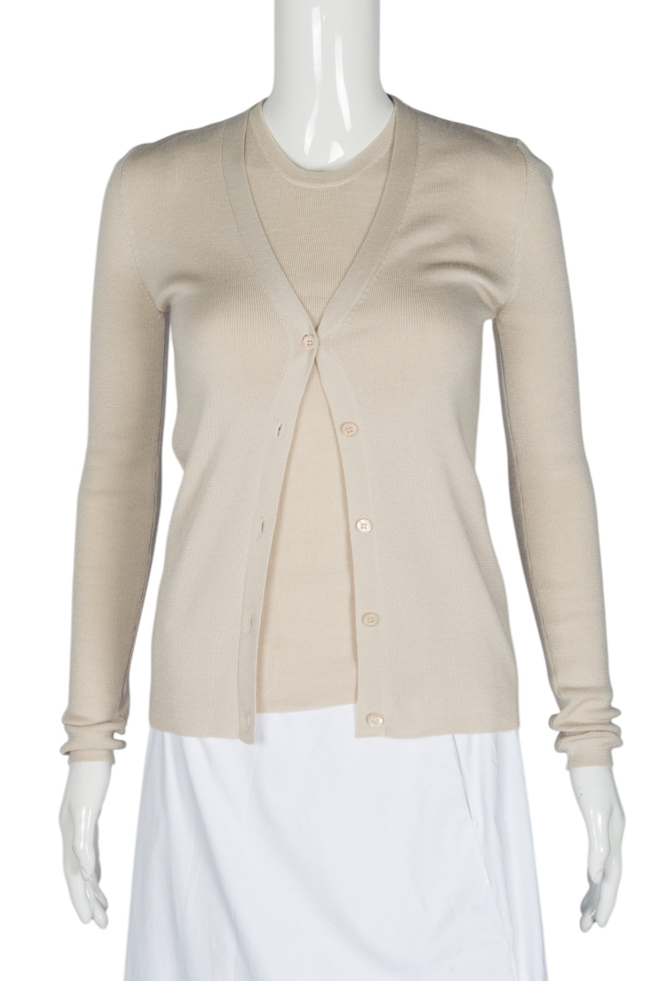 PRADA Beige Cashmere Sweater Set Size M