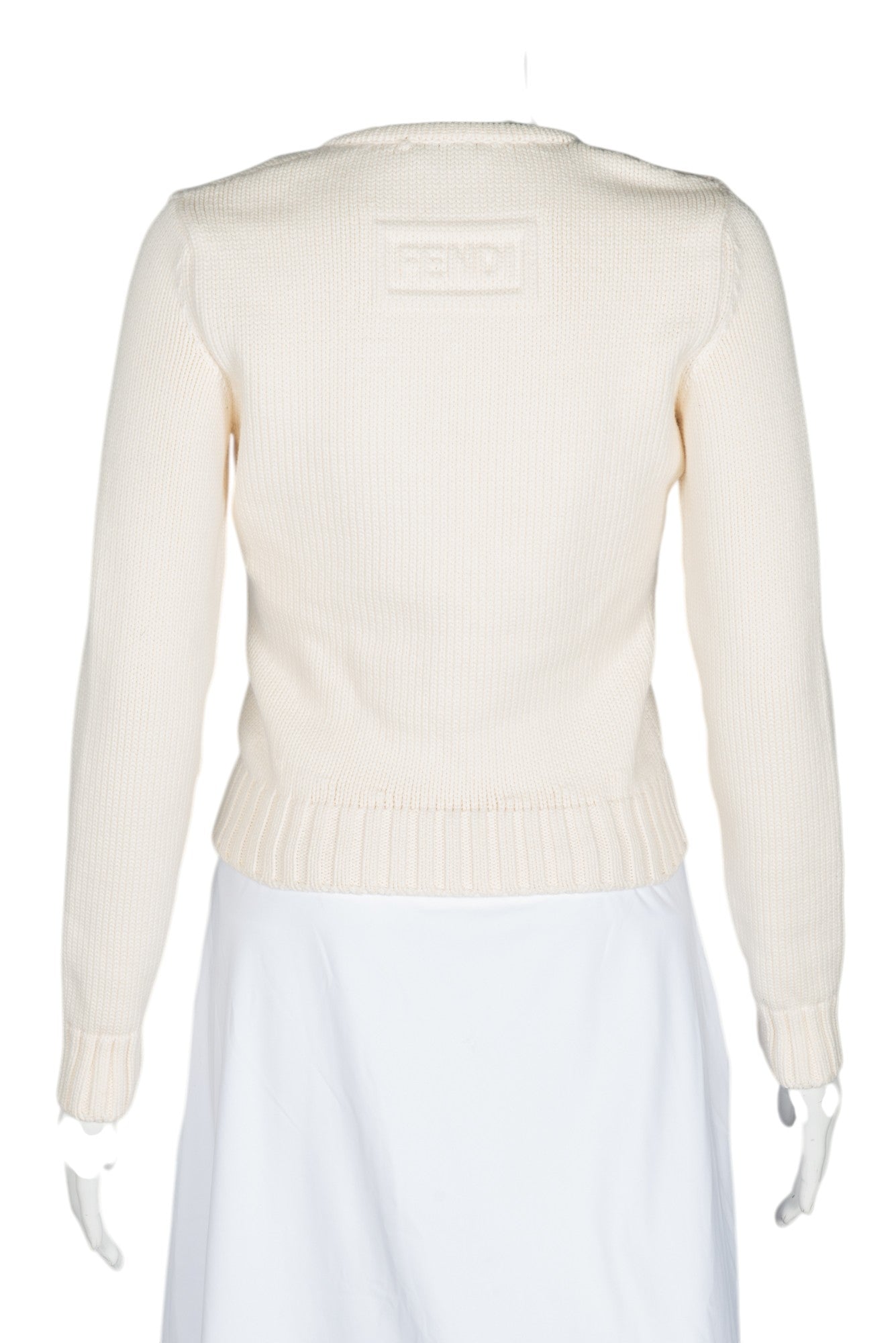 FENDI Ivory Cotton Blend Knit Sweater Size S