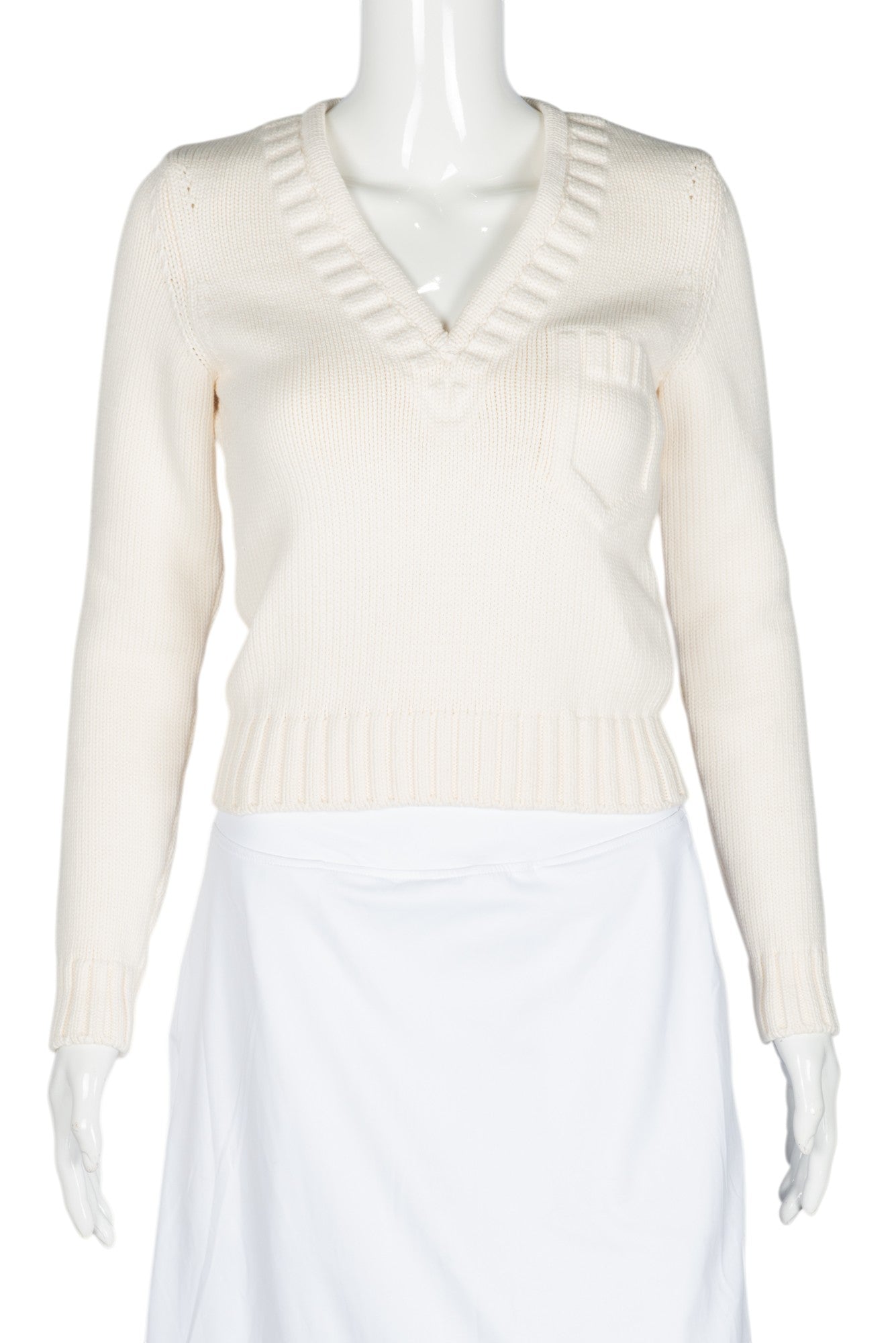 FENDI Ivory Cotton Blend Knit Sweater Size S