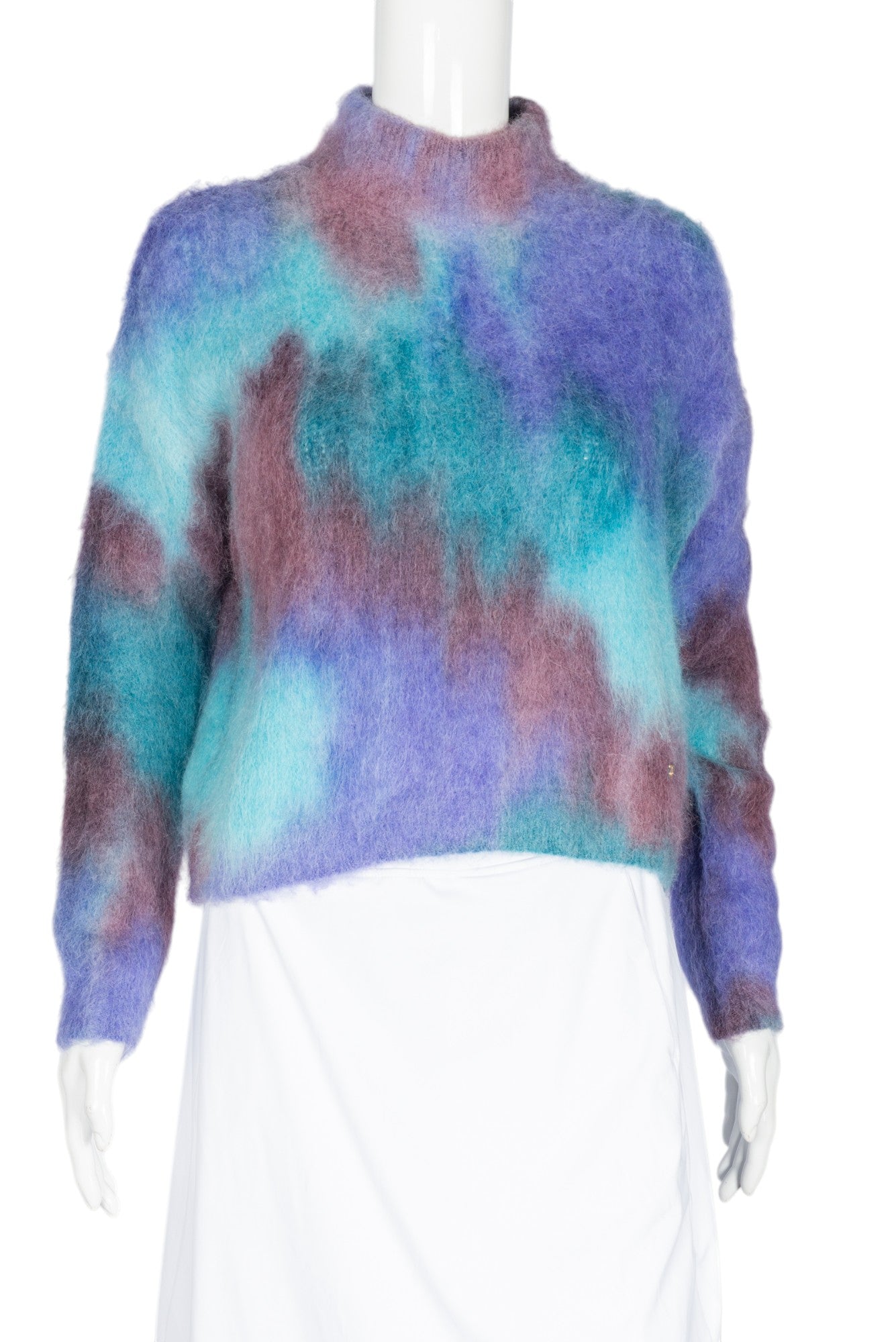 PINKO Blue Alpaca Tie-Dye Print Sweater Size S