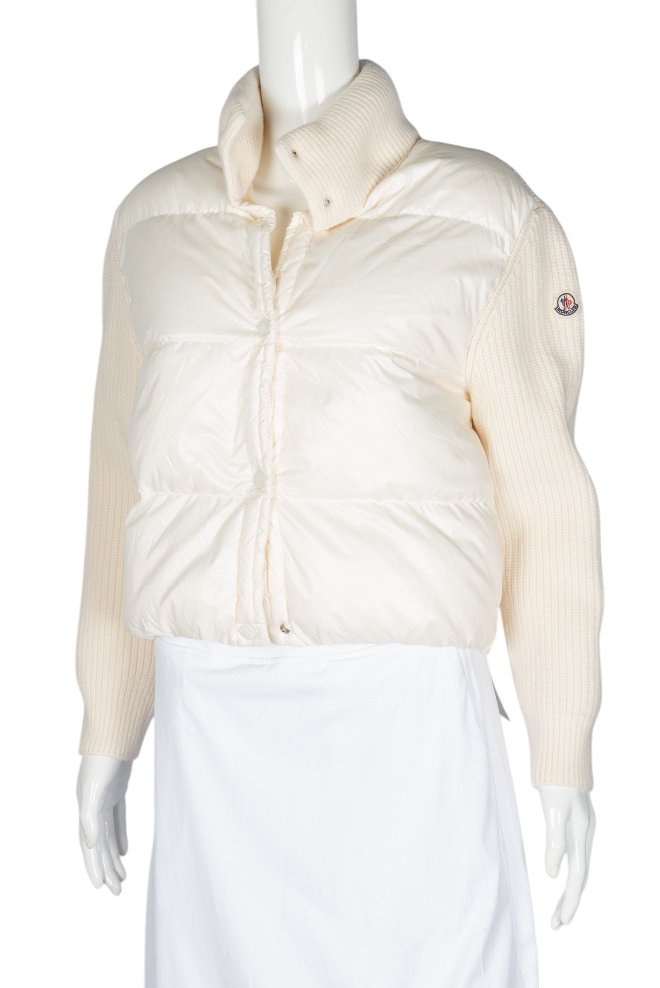 MONCLER White Virgin Wool Padded Sweater Size S