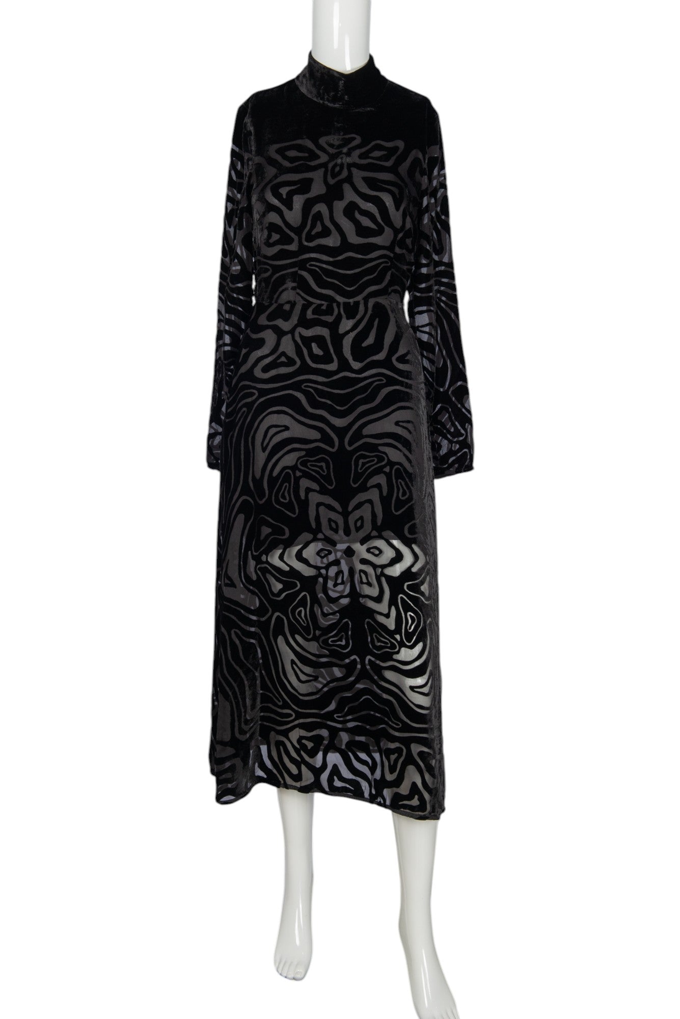 ULLA JOHNSON Black Velvet Lace Helena Midi Dress Size XS