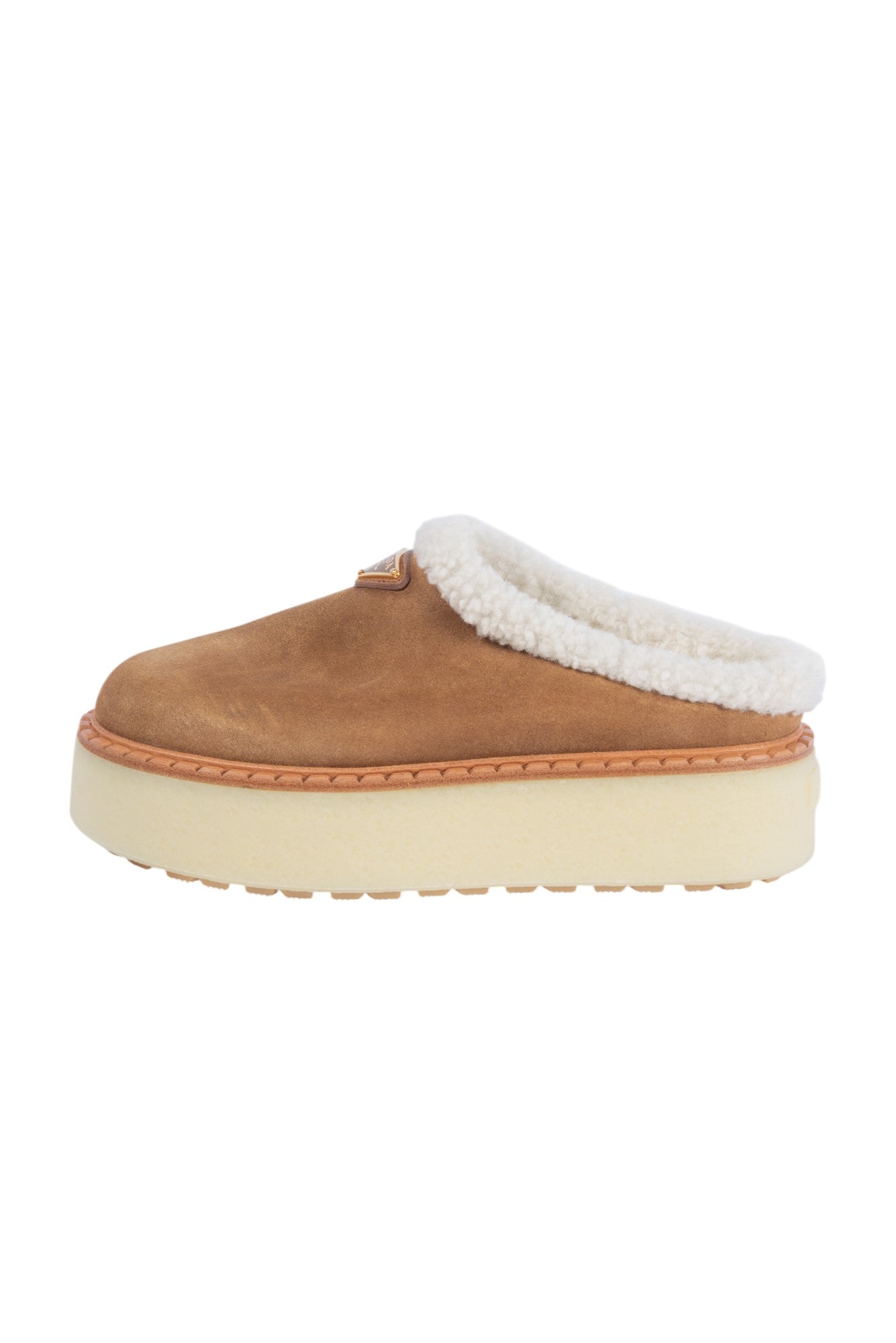 PRADA Brown Suede Fur Trim Mules Size 36