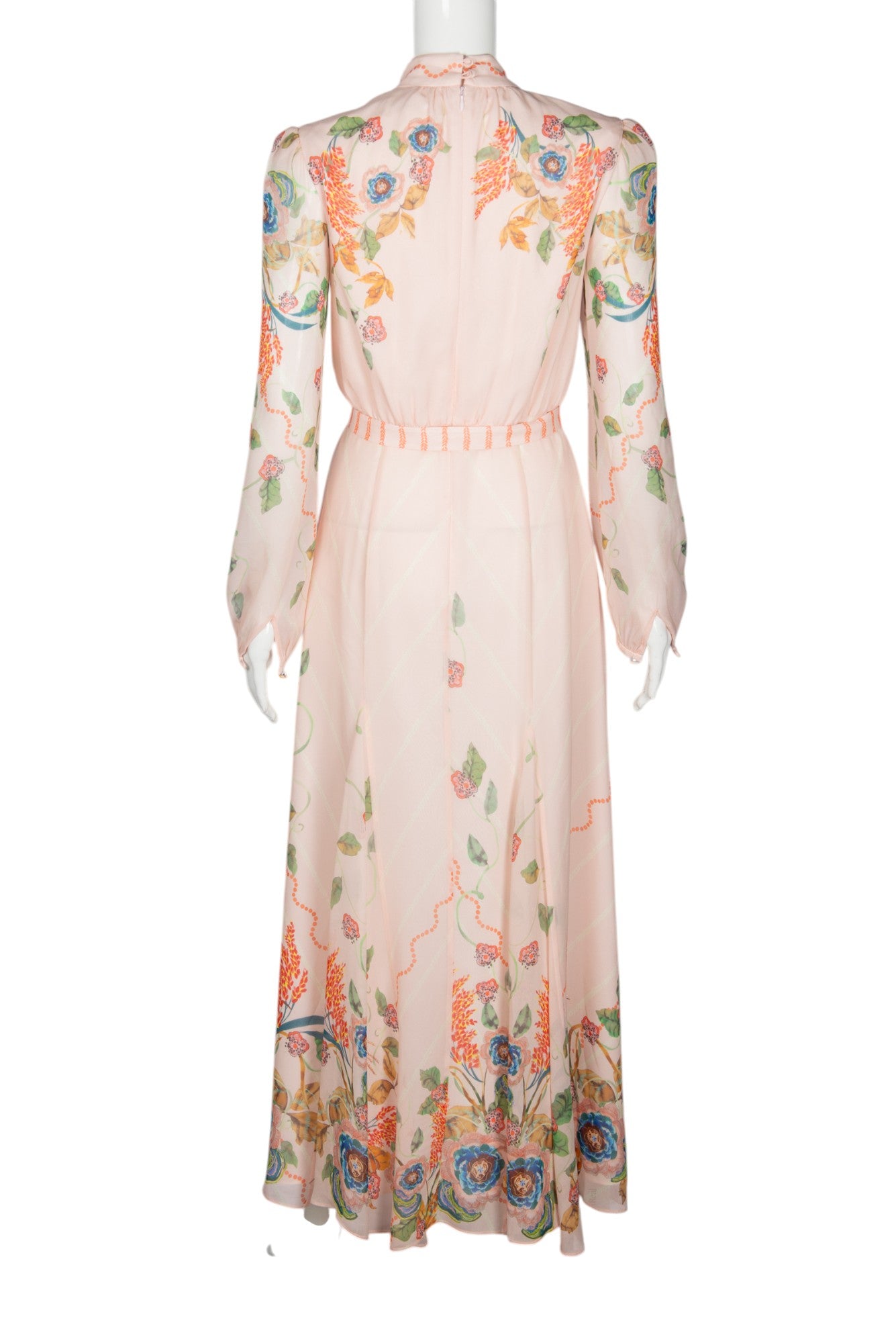 SALONI Pink Silk Floral Maxi Dress Size S