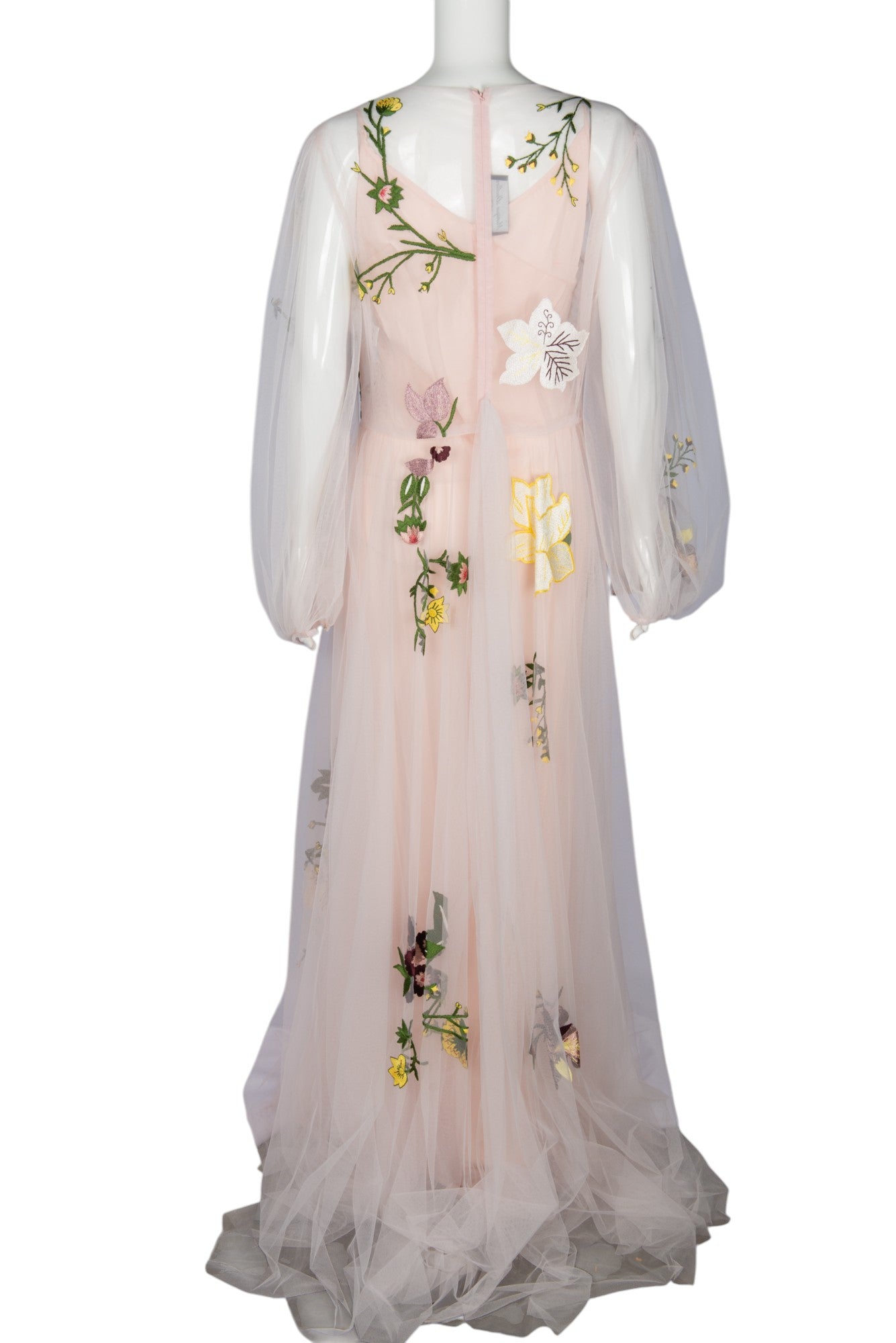 MONIQUE LHUILLIER Pink Floral Gown Size XL