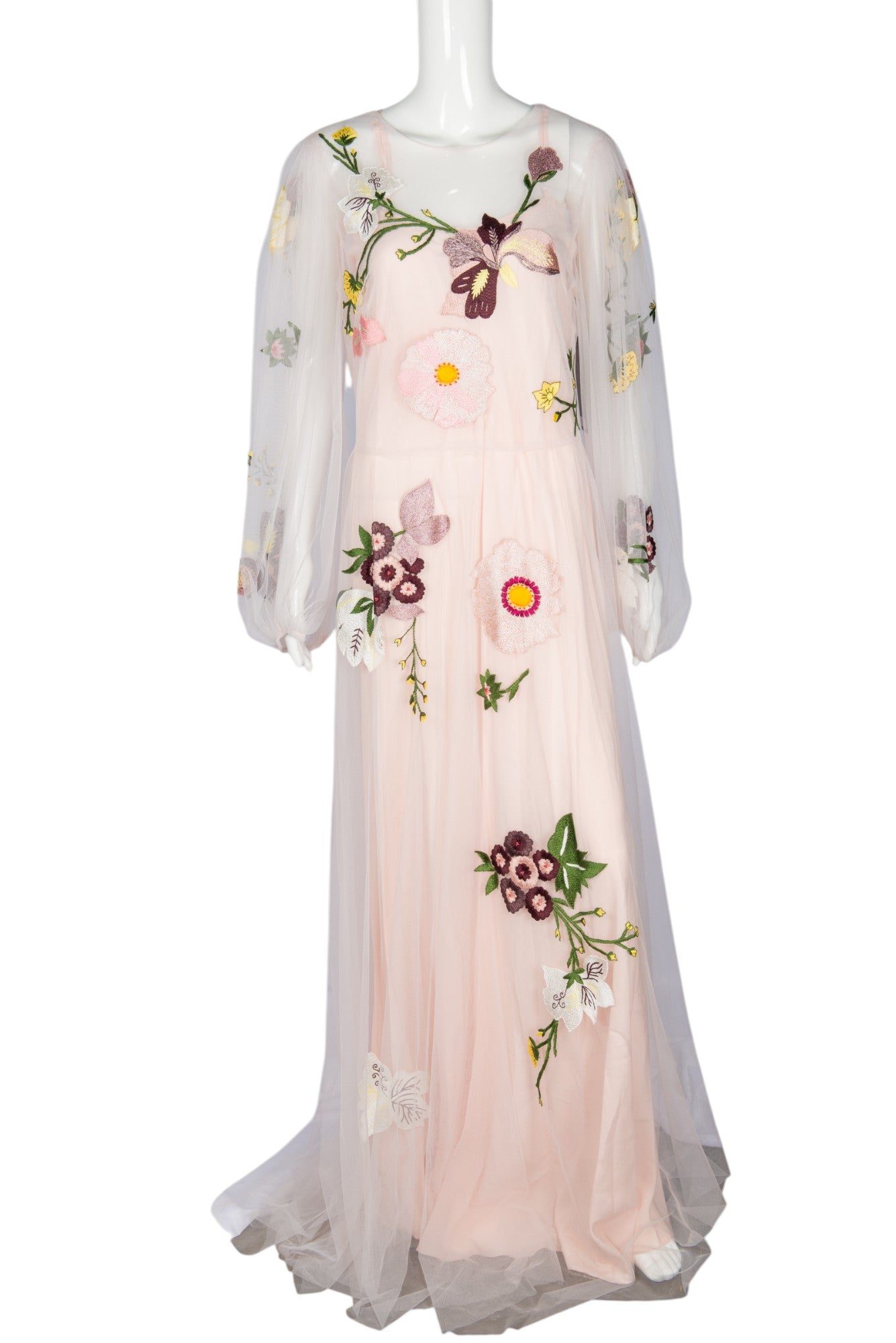 MONIQUE LHUILLIER Pink Floral Gown Size XL