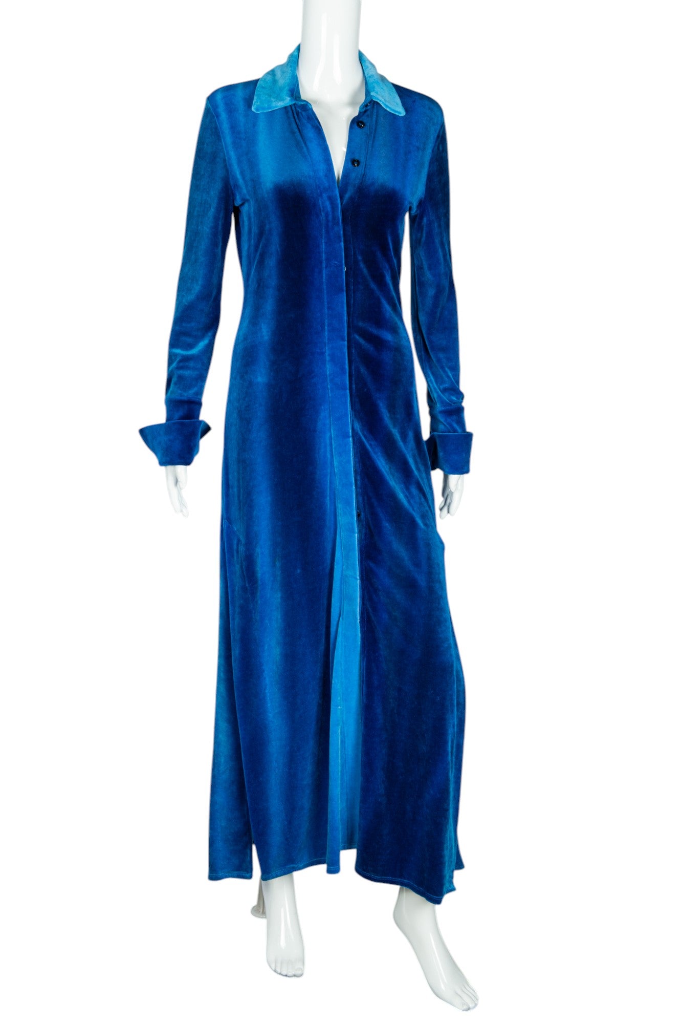 PROENZA SCHOULER Blue Cotton Blend Velvet Maxi Dress Size S