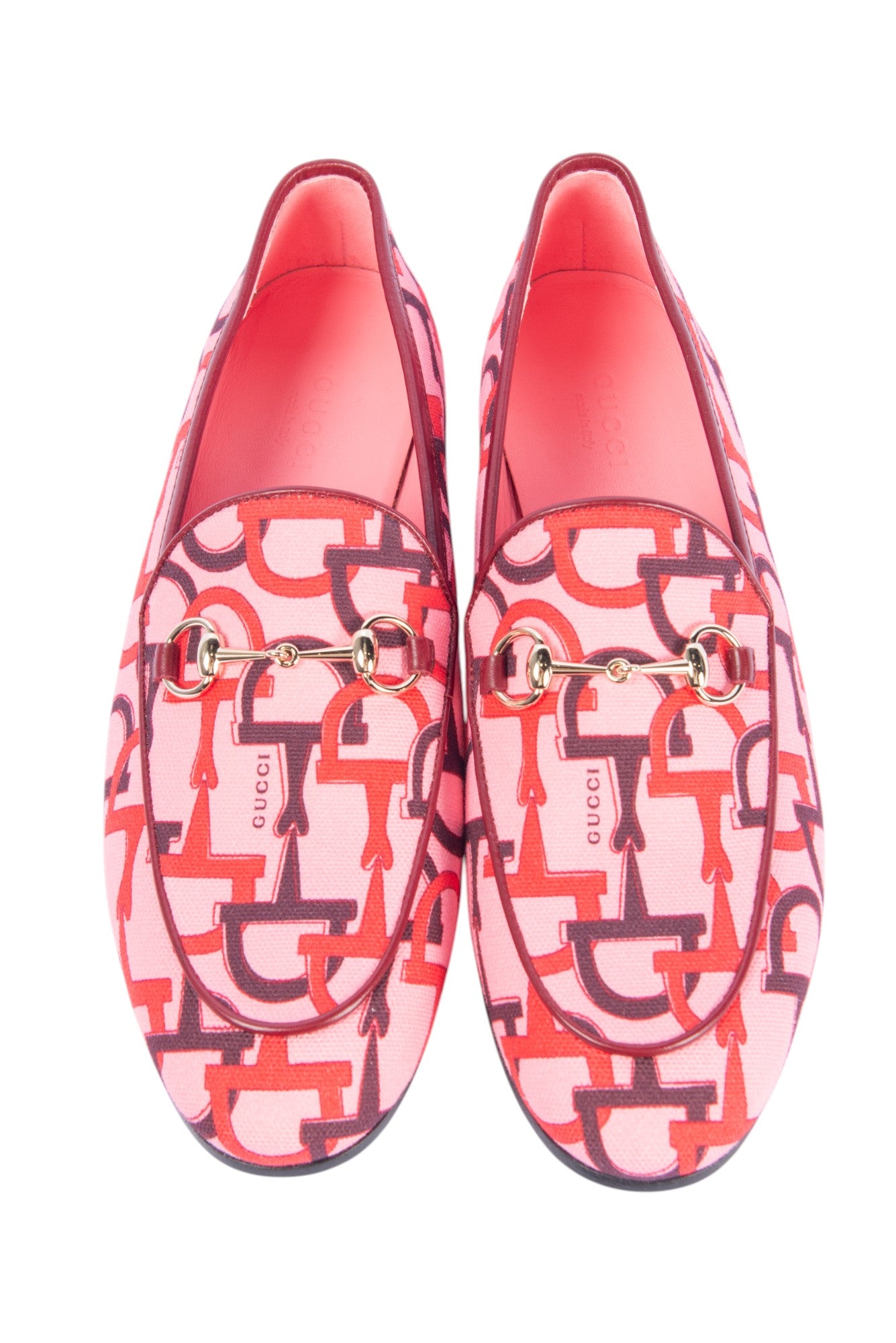 GUCCI Pink Printed Loafers Size 38.5 US 8.5