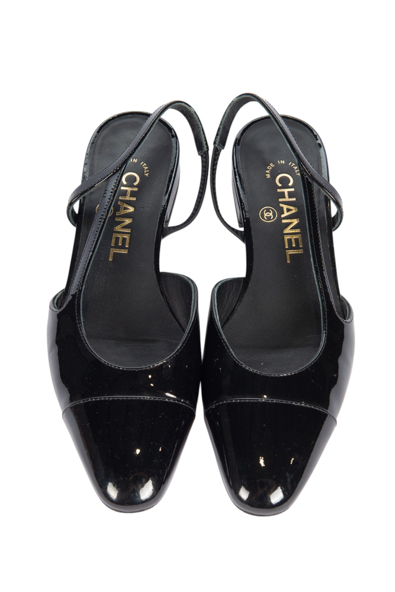 CHANEL Patent Leather Slingback Flats Size 35.5