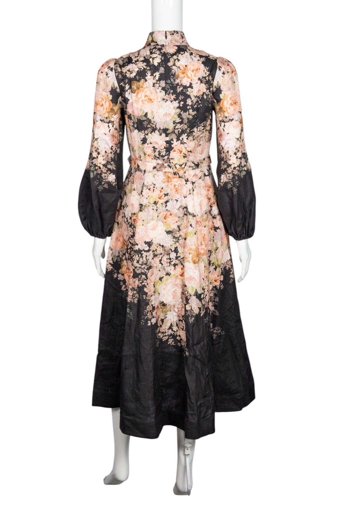 ZIMMERMANN Floral Linen Belted Midi Dress Size XS