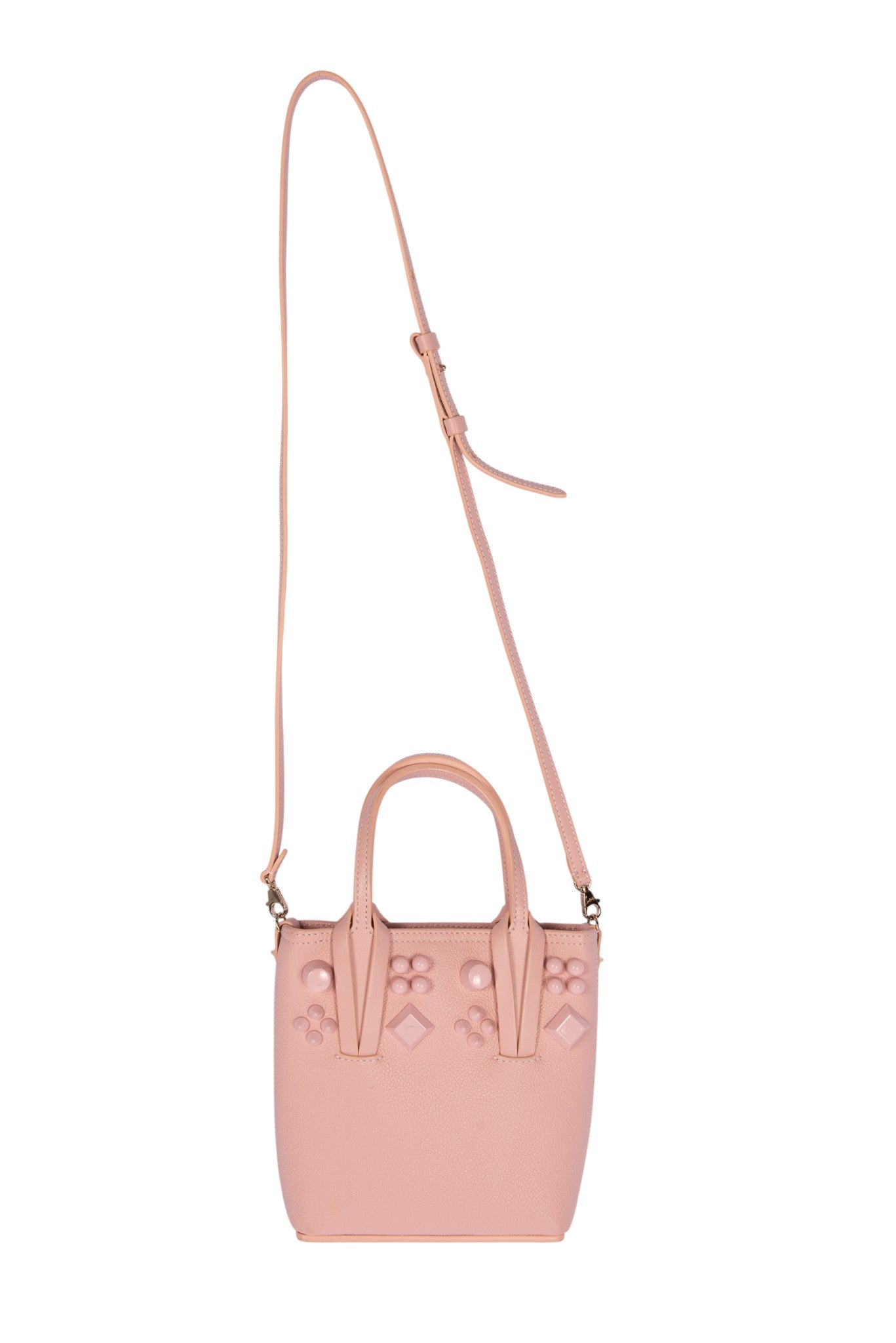 CHRISTIAN LOUBOUTIN Pink Leather Cabata Mini Tote Crossbody Bag