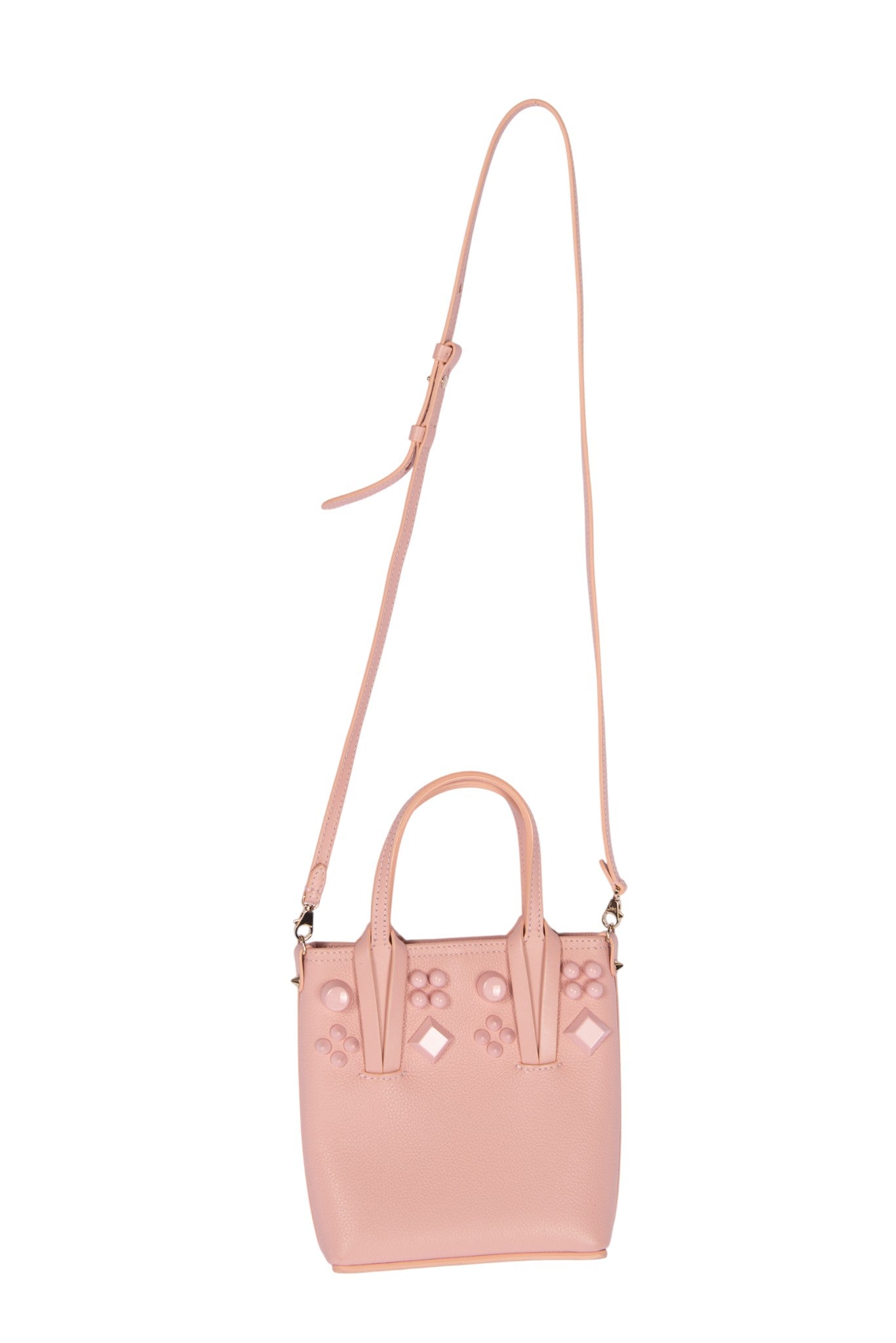 CHRISTIAN LOUBOUTIN Pink Leather Cabata Mini Tote Crossbody Bag