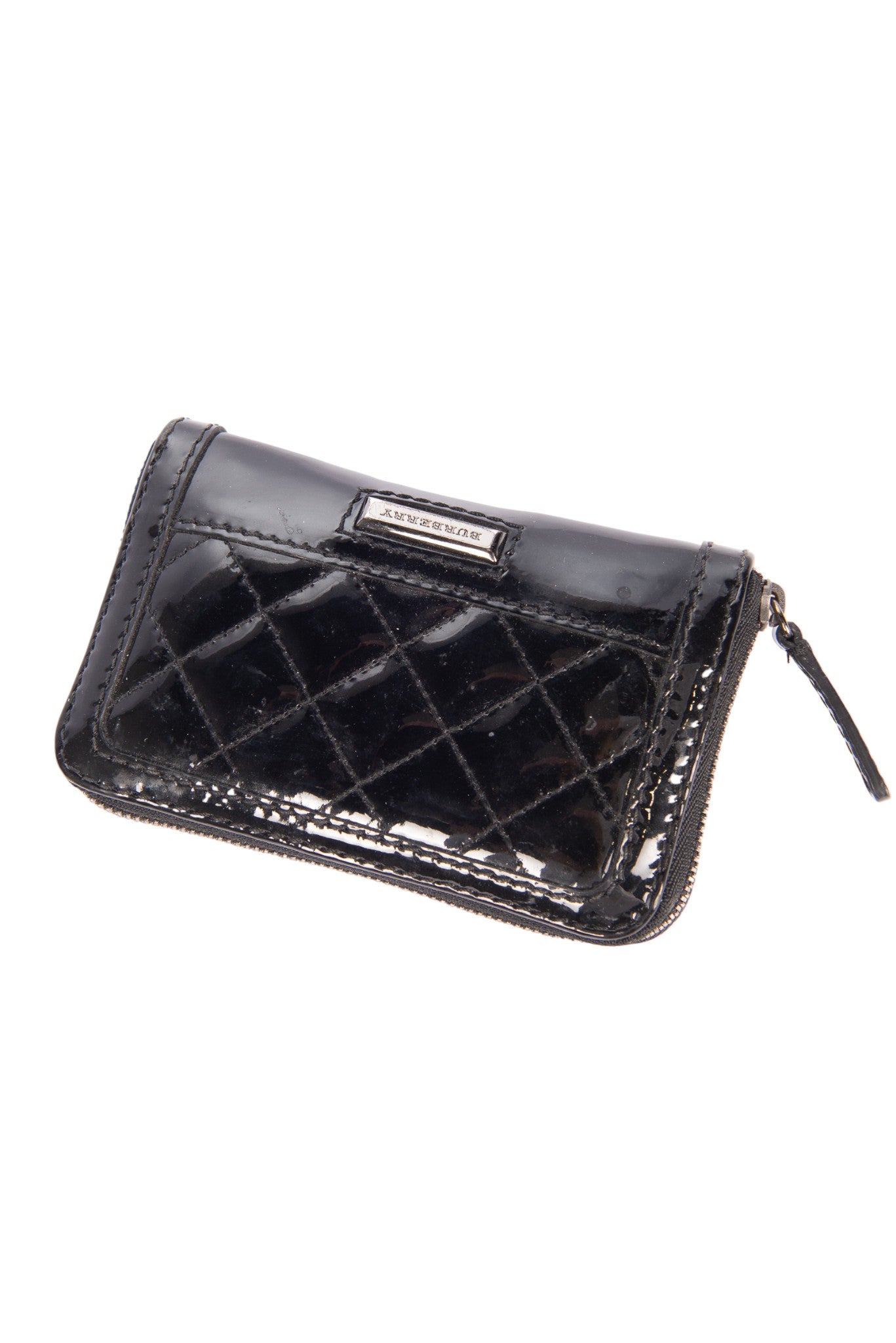 BURBERRY Black Quilted Leather Small Coin Wallet