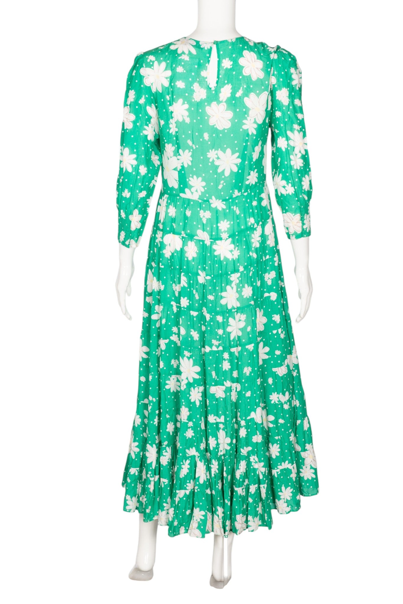RIXO Green Floral Tiered Maxi Dress Size M