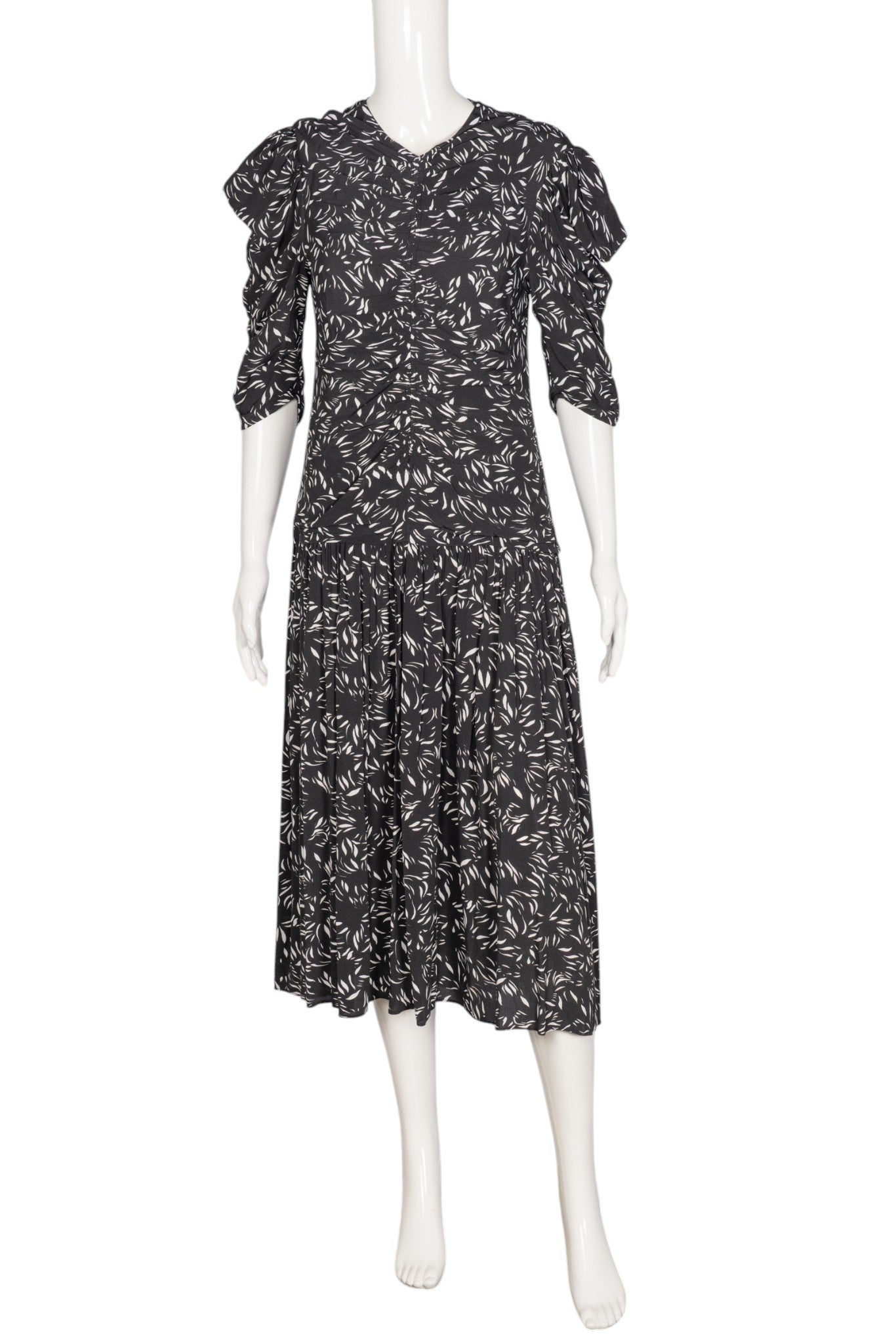 PROENZA SCHOULER Black and White Printed Midi Dress Size S