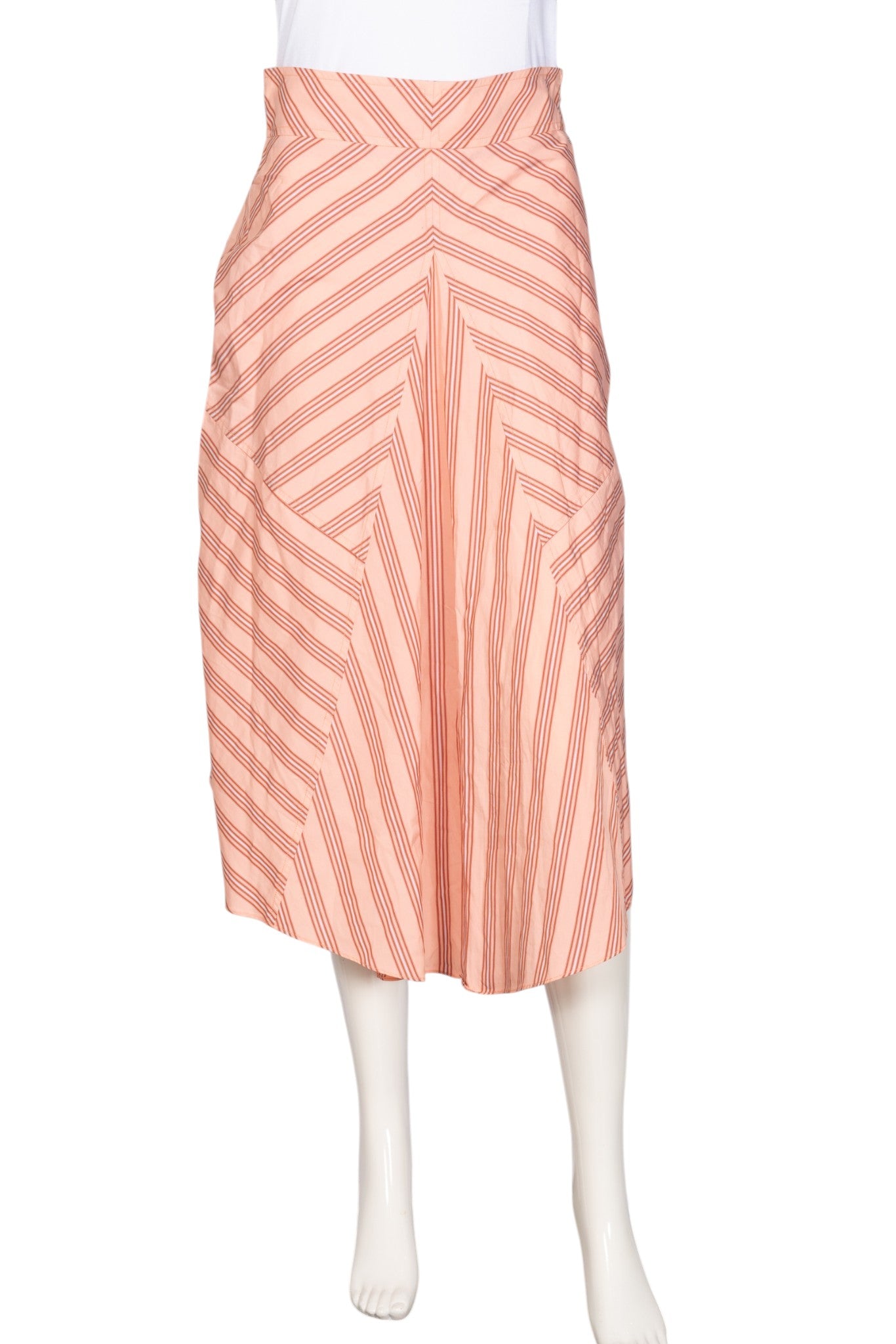 PAUL SMITH Pink Striped Asymmetrical Midi Skirt Size M