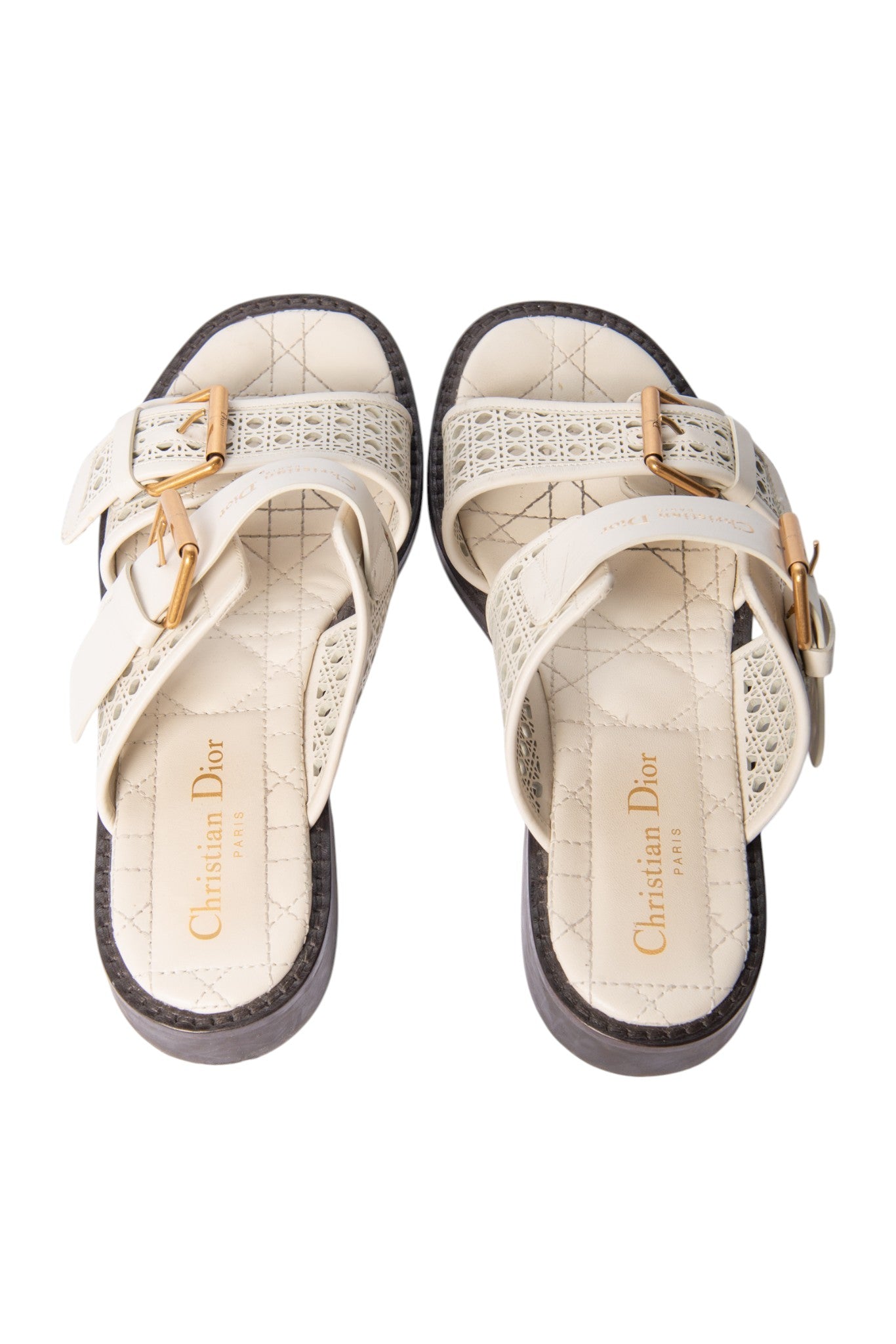 CHRISTIAN DIOR White D-Avenue Sandals Size 37