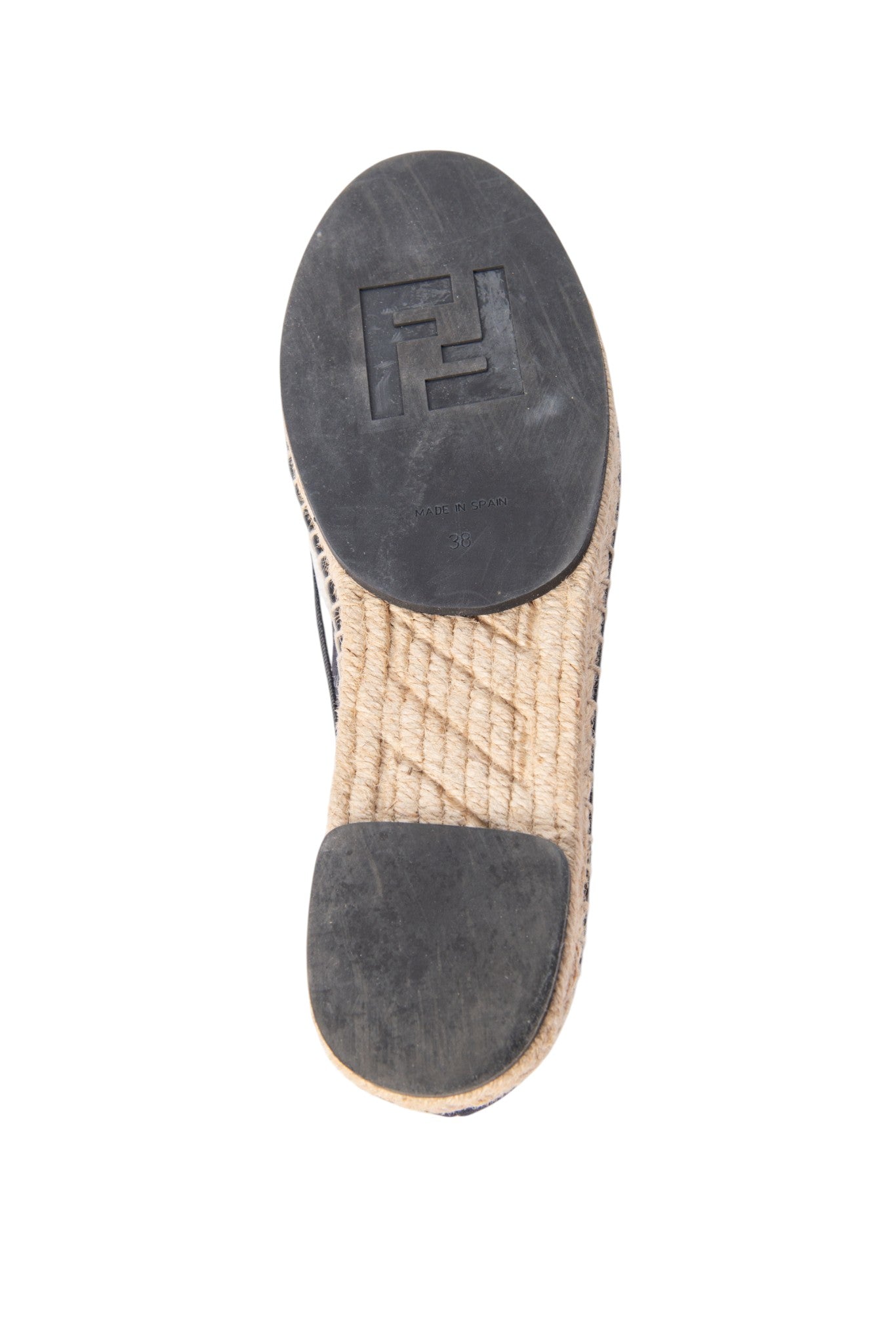 FENDI Black Satin Floral Print Espadrilles Size 38