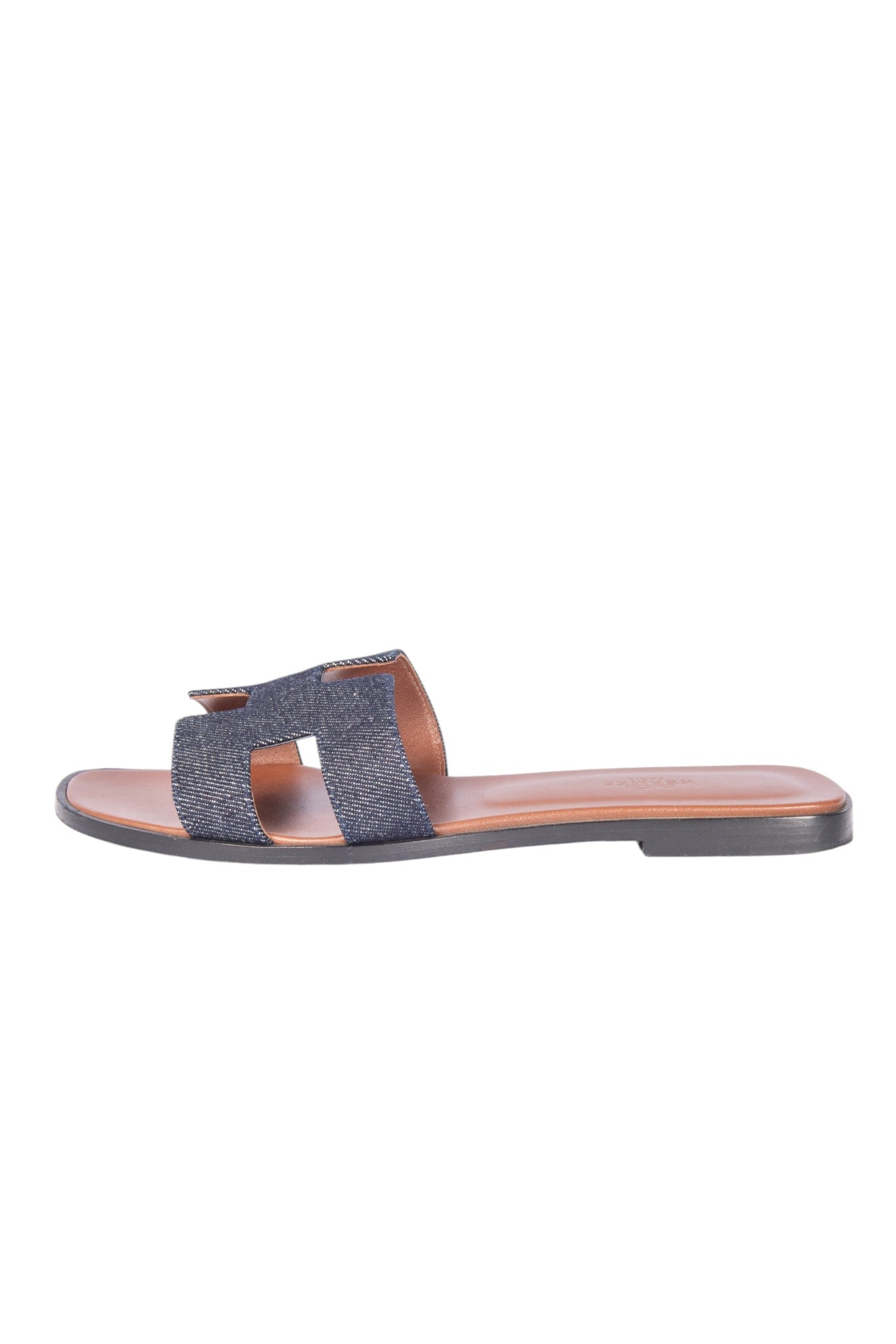 HERMÈS Blue Denim Oran Sandals Size 39.5