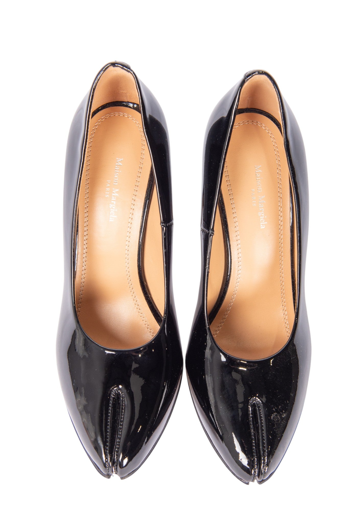 MAISON MARGIELA Black Patent Leather Tabi Pumps Size 37