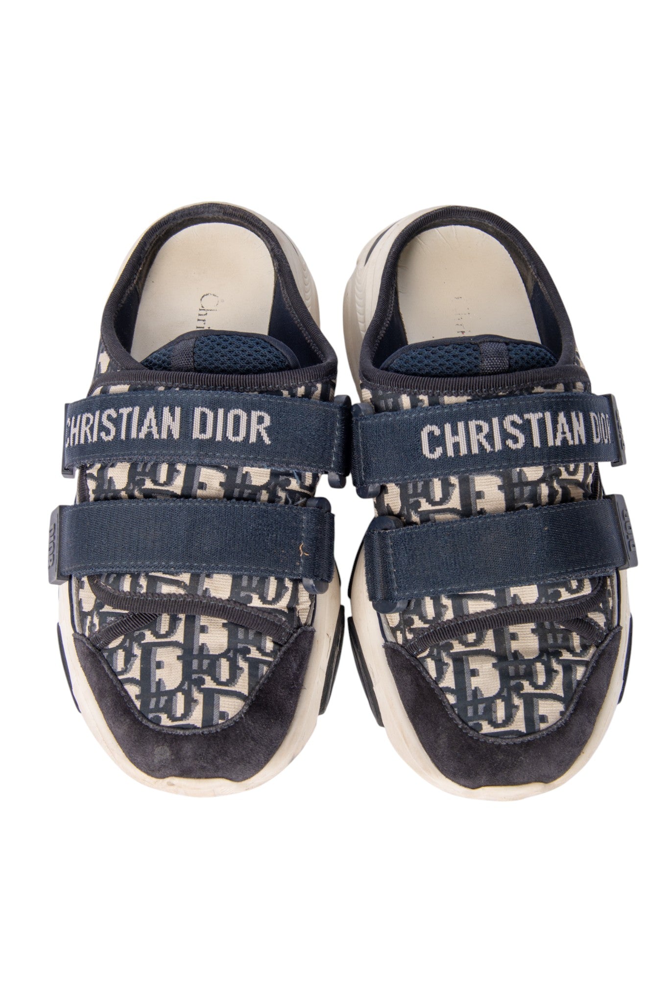 DIOR Blue Technical Fabric D-Wander Slides Size 37
