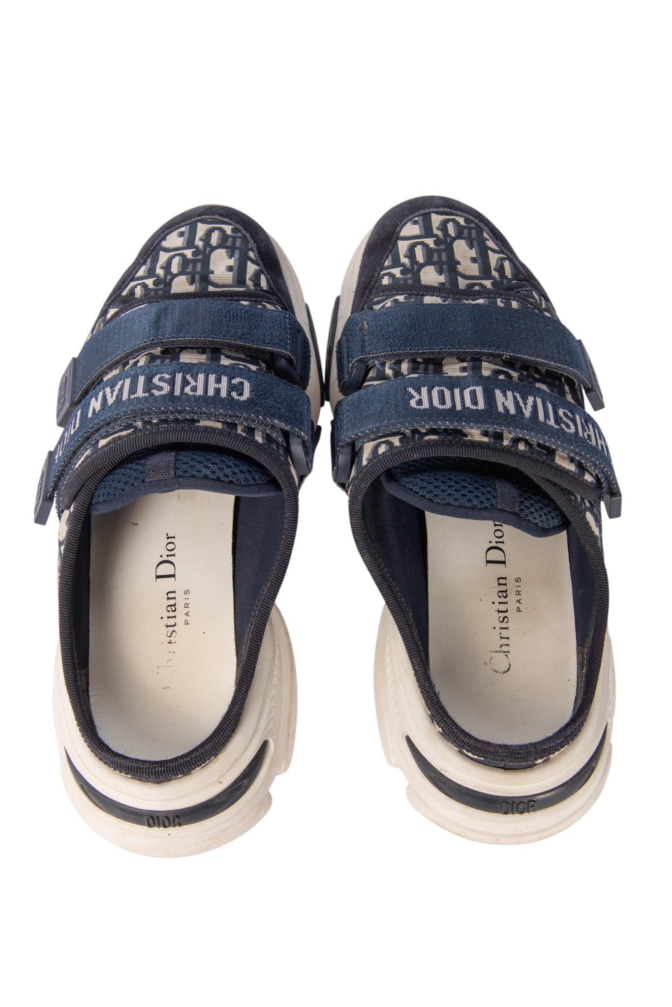 DIOR Blue Technical Fabric D-Wander Slides Size 37