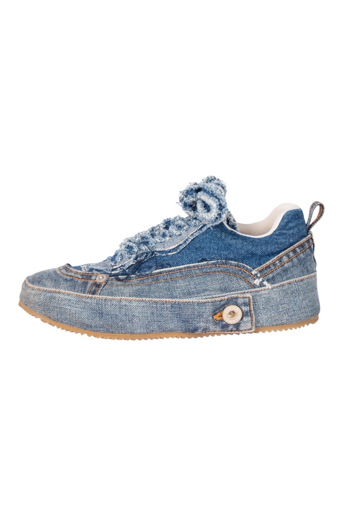 LOEWE Blue Deconstructed Denim Low Top Sneakers Size 38