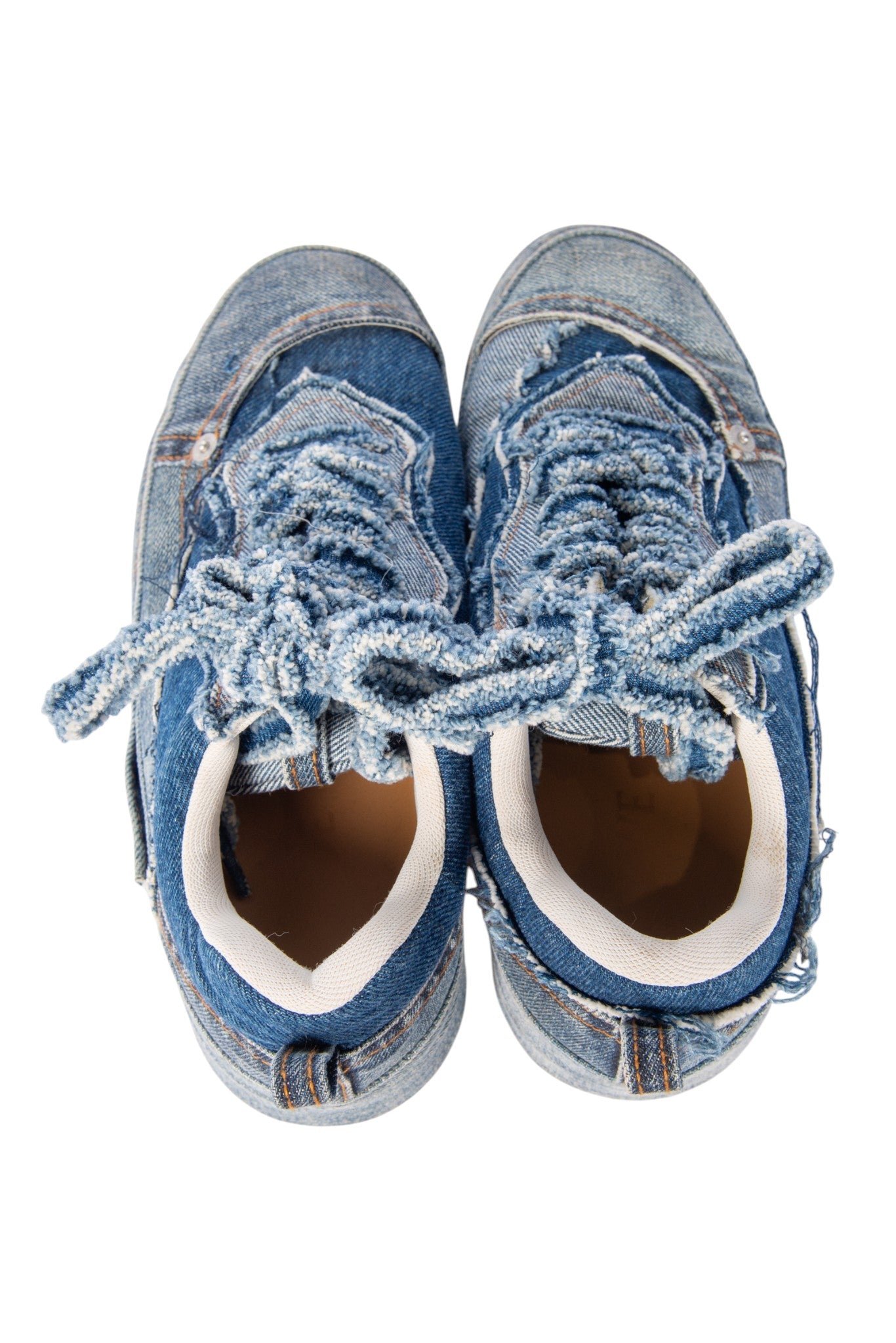 LOEWE Blue Deconstructed Denim Low Top Sneakers Size 38