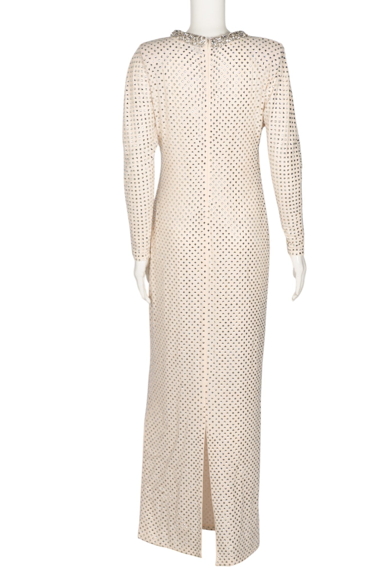 SELF-PORTRAIT Cream Beaded Maxi Dress Gown Size L