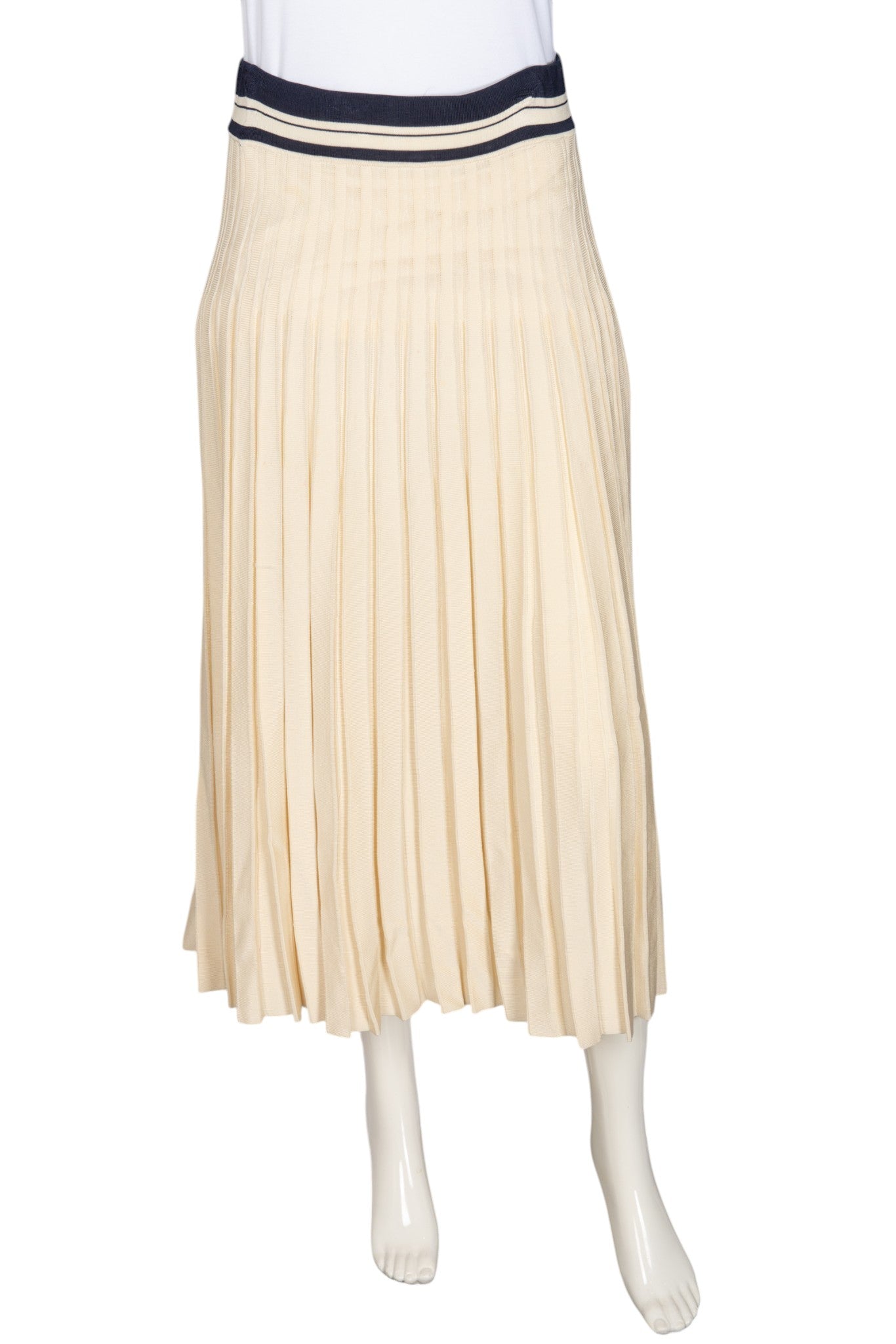 TORY BURCH Cream Pleated Midi Skirt Size M