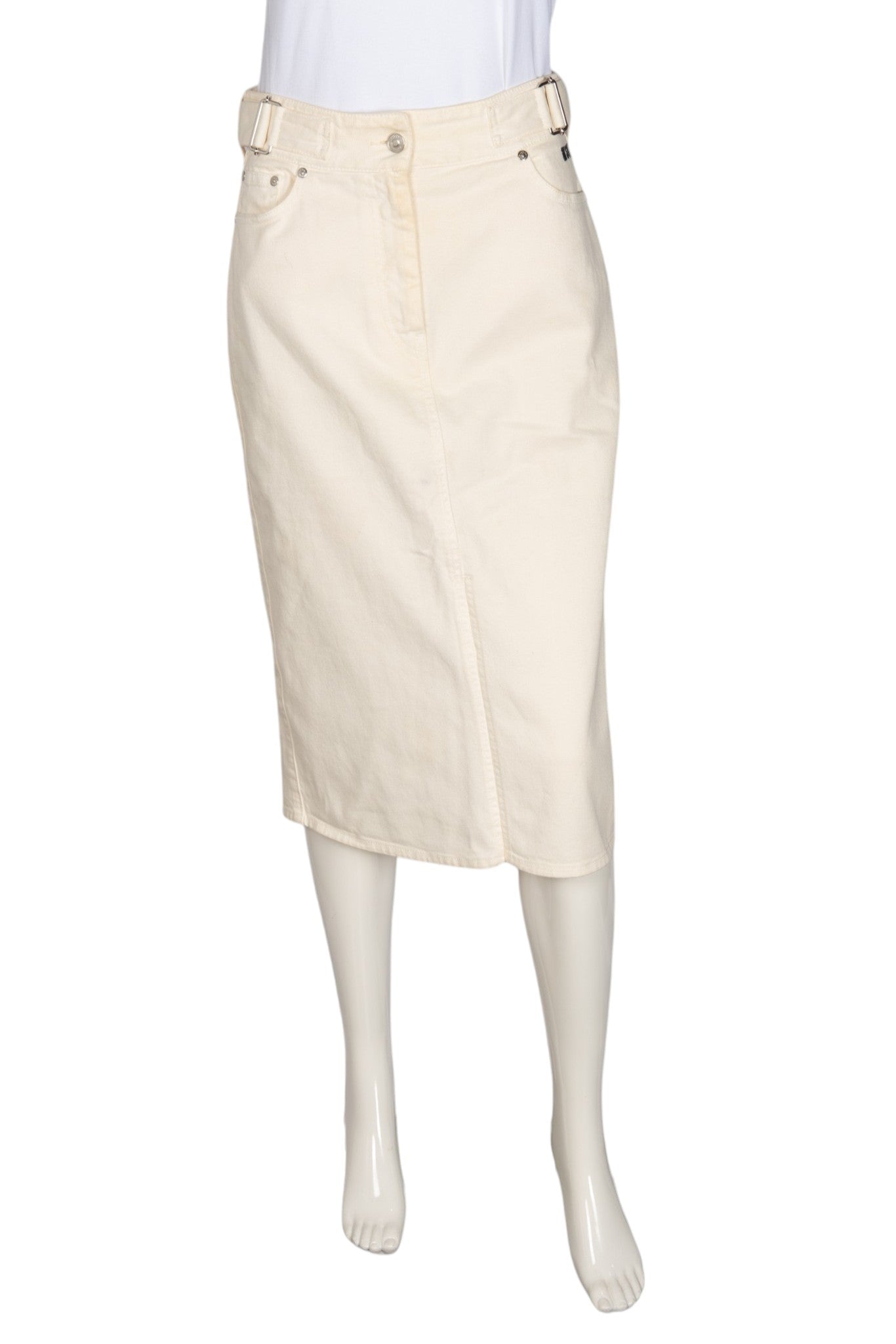 MSGM White Over-the-Knee Denim Skirt Size S
