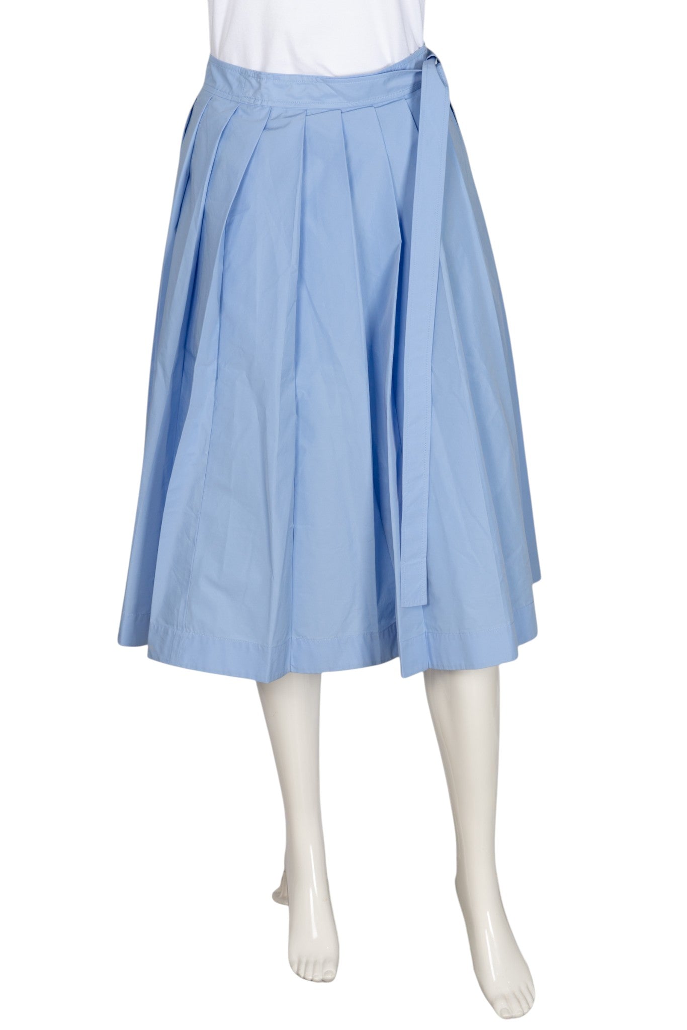 3.1 PHILLIP LIM Light Blue Pleated Cotton Midi Skirt Size XS