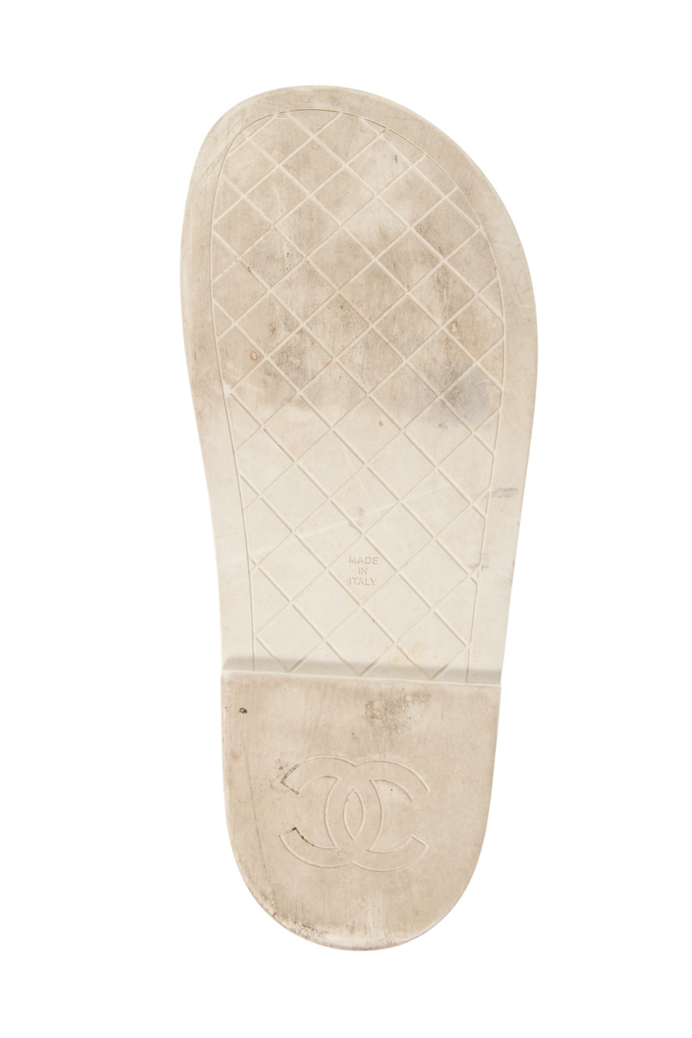 CHANEL Pink and White Striped CC Logo Sandals Size 37