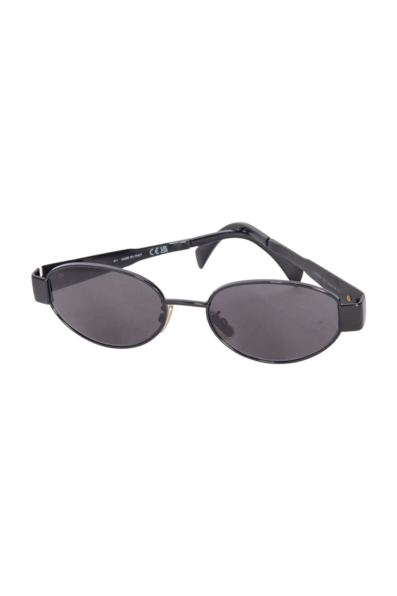 CELINE Triomphe Metal Oval Sunglasses with Black Lenses