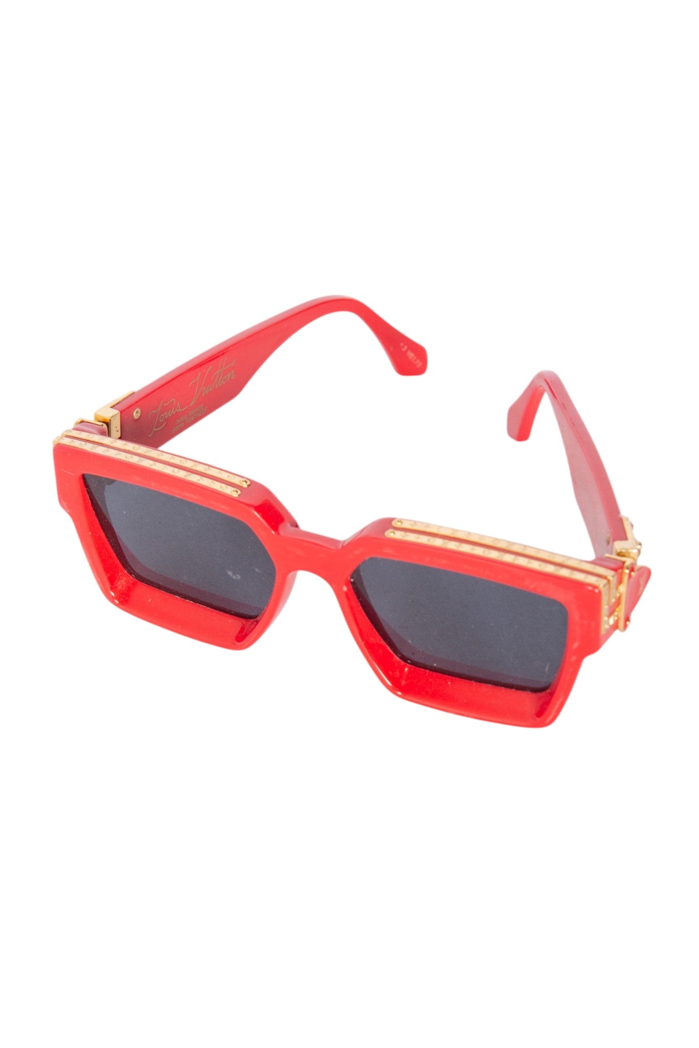 LOUIS VUITTON Red 1.1 Millionaires Sunglasses Gold-Color Hardware