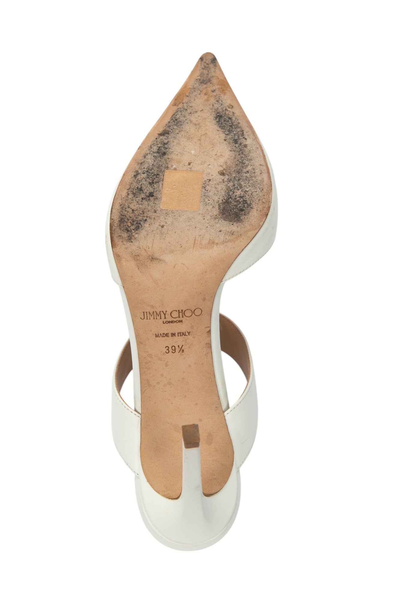 JIMMY CHOO White Leather Cheri Strapped Mule Heels Size 39.5
