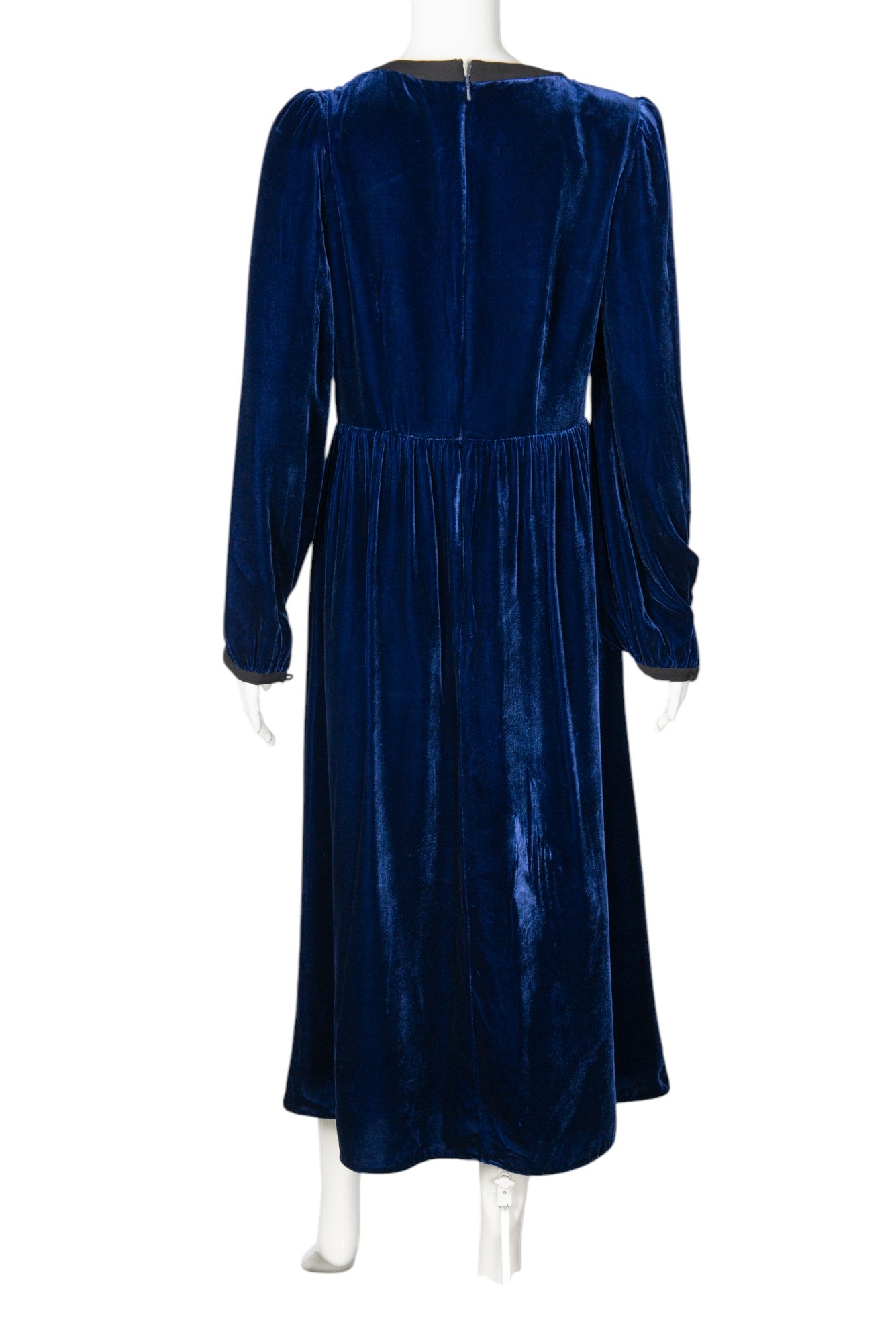 SALONI Blue Velvet Camille Crystal Maxi Dress Size XS