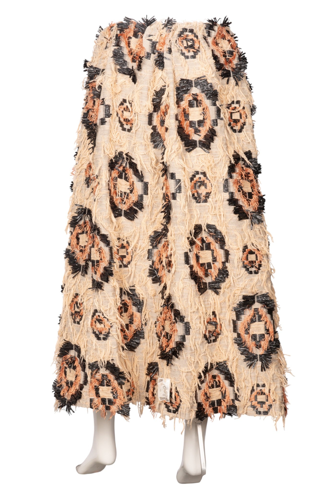 ULLA JOHNSON Beige Cotton Patterned Midi Skirt Size M