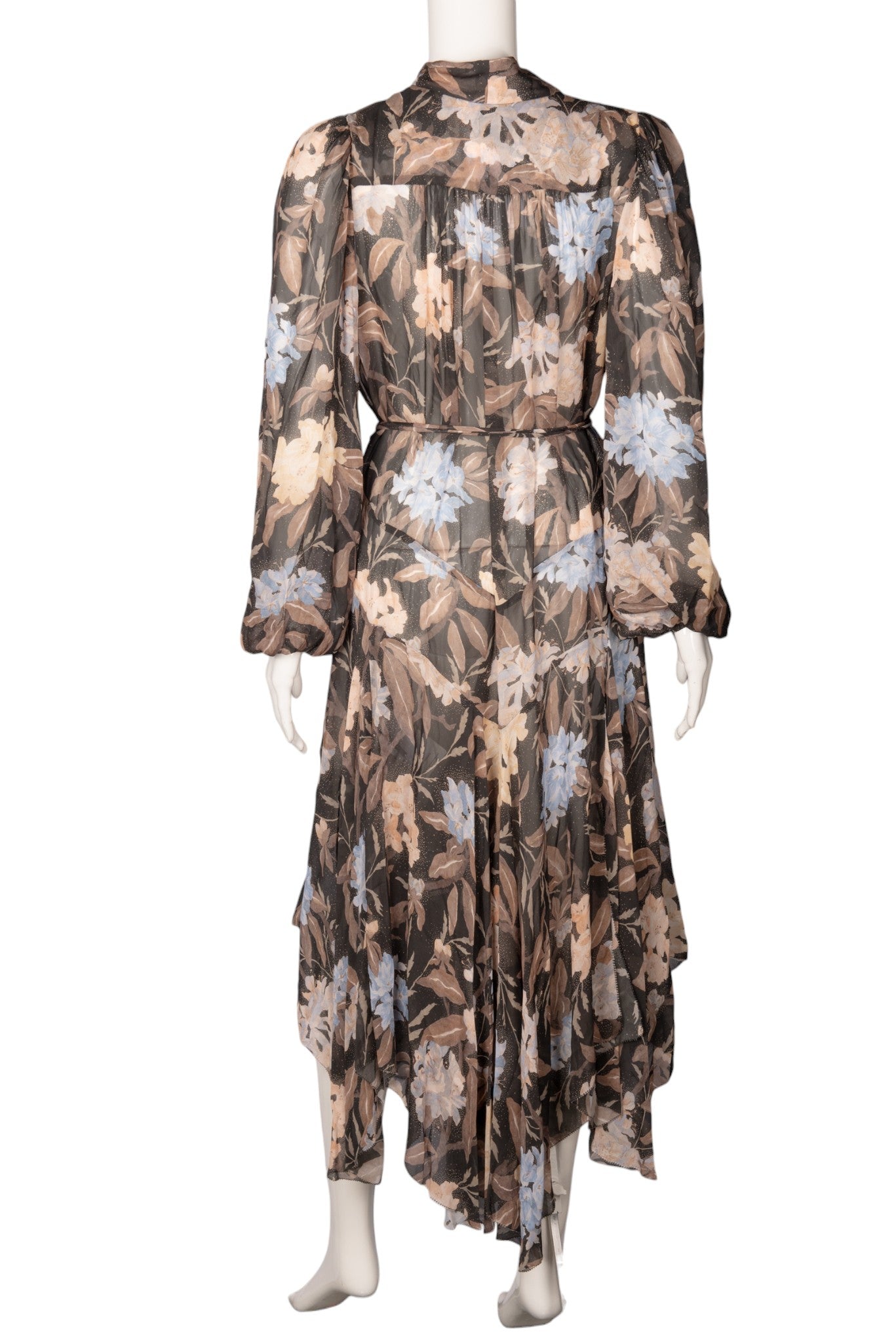 ZIMMERMANN Black Floral Print Midi Dress Size S
