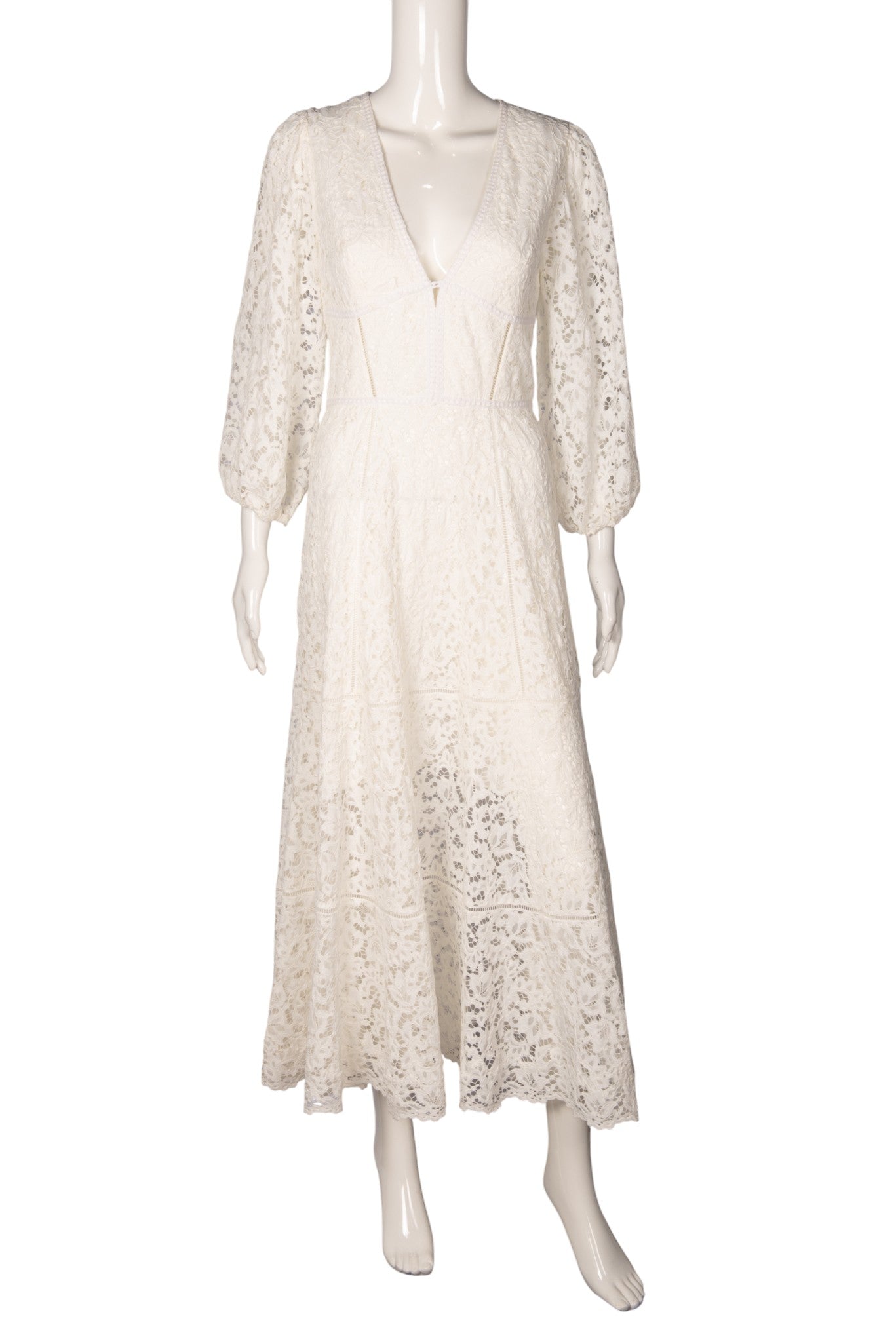 JONATHAN SIMKHAI White Lace Midi Dress Size S