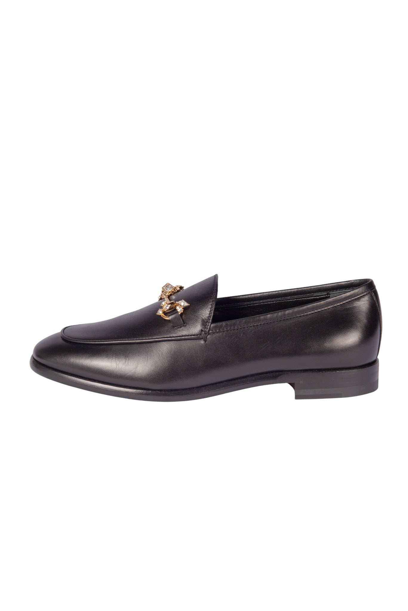 GUCCI Black Leather Horsebit Accent Loafers Size 37.5