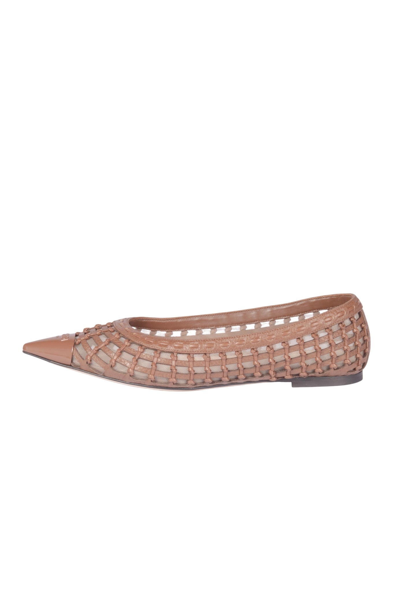 FENDI Brown Leather Ballet Flats Size 37