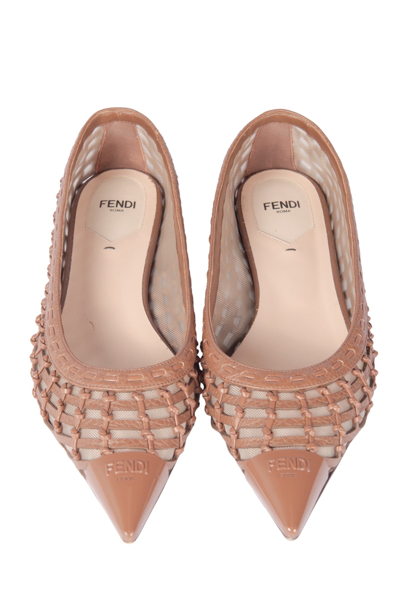 FENDI Brown Leather Ballet Flats Size 37