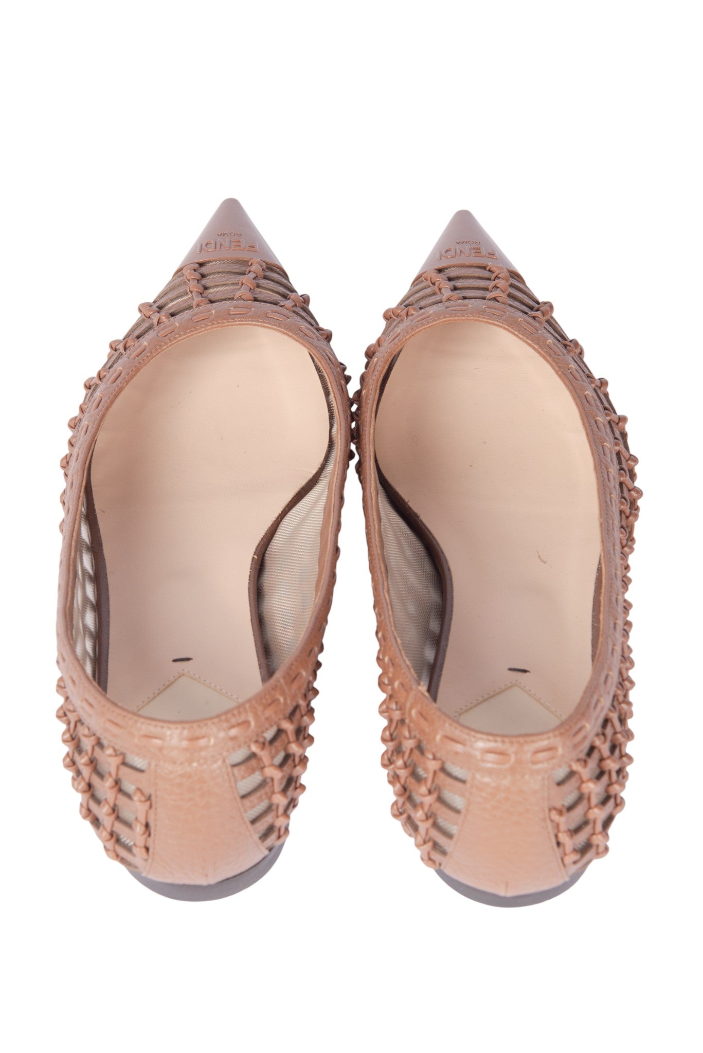 FENDI Brown Leather Ballet Flats Size 37
