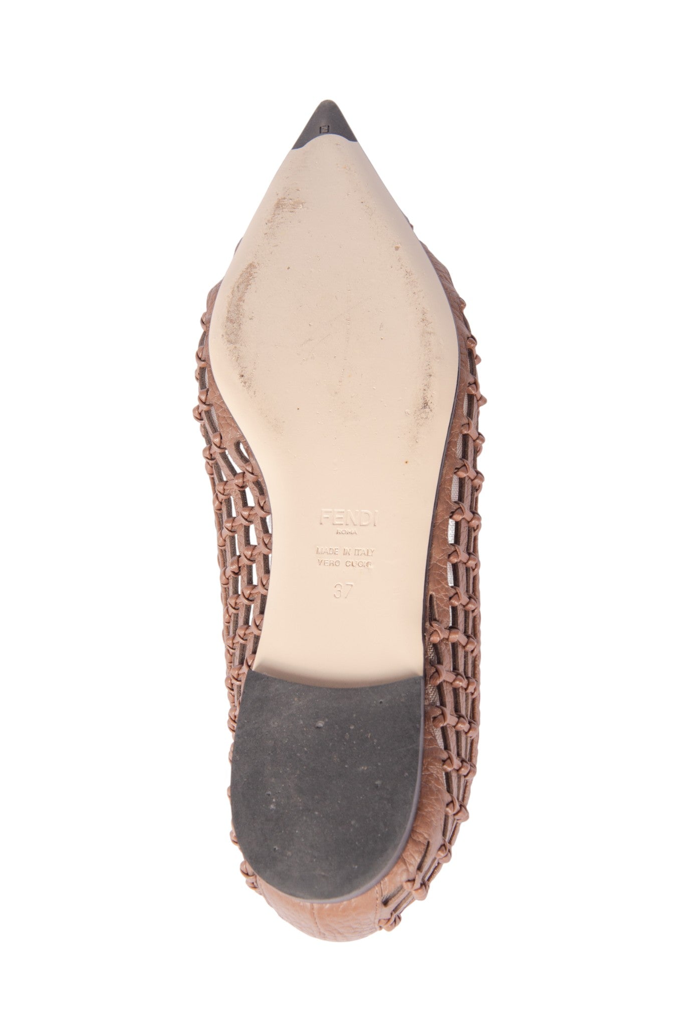 FENDI Brown Leather Ballet Flats Size 37