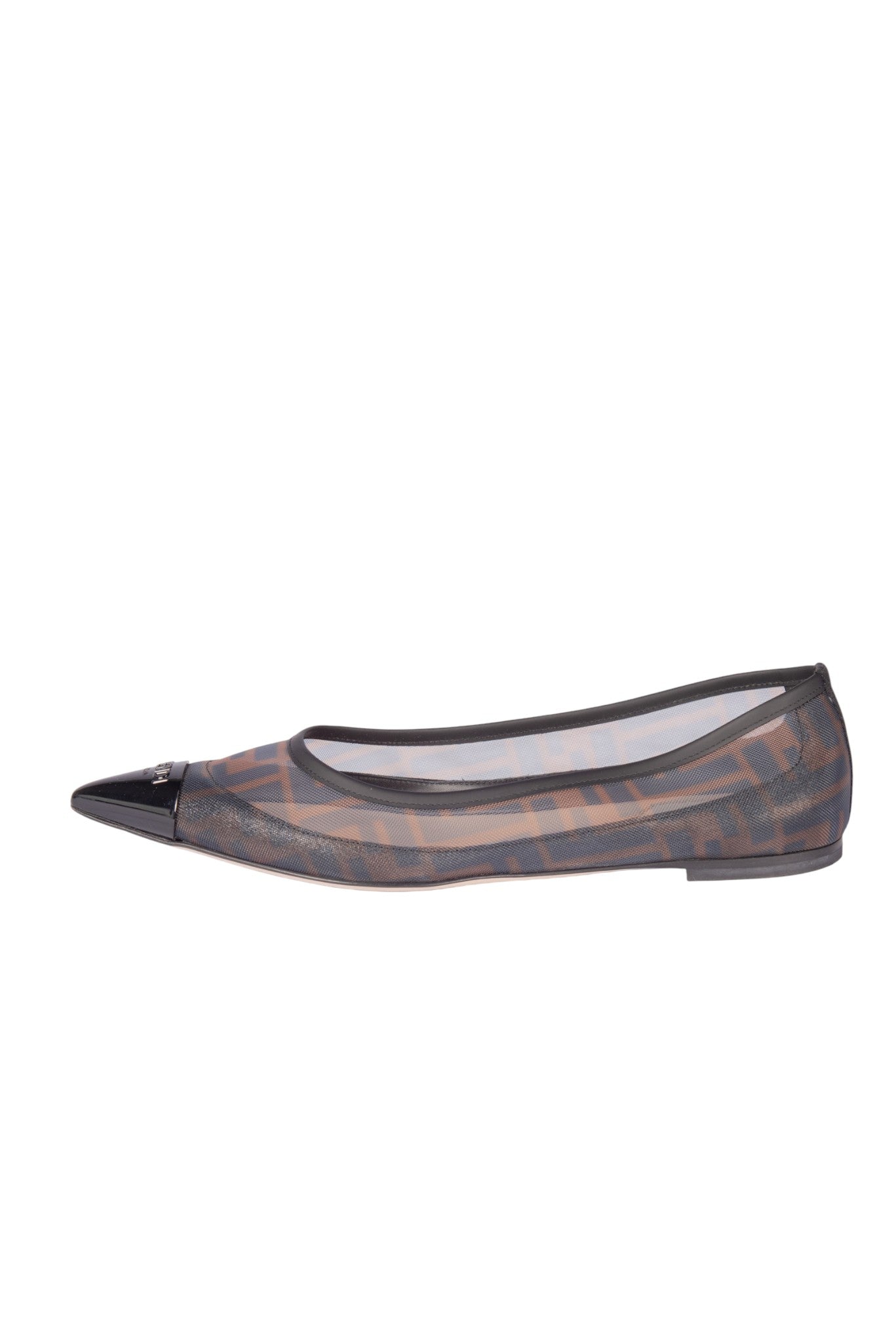 FENDI Black Mesh Zucca FF Logo Ballet Flats Size 38