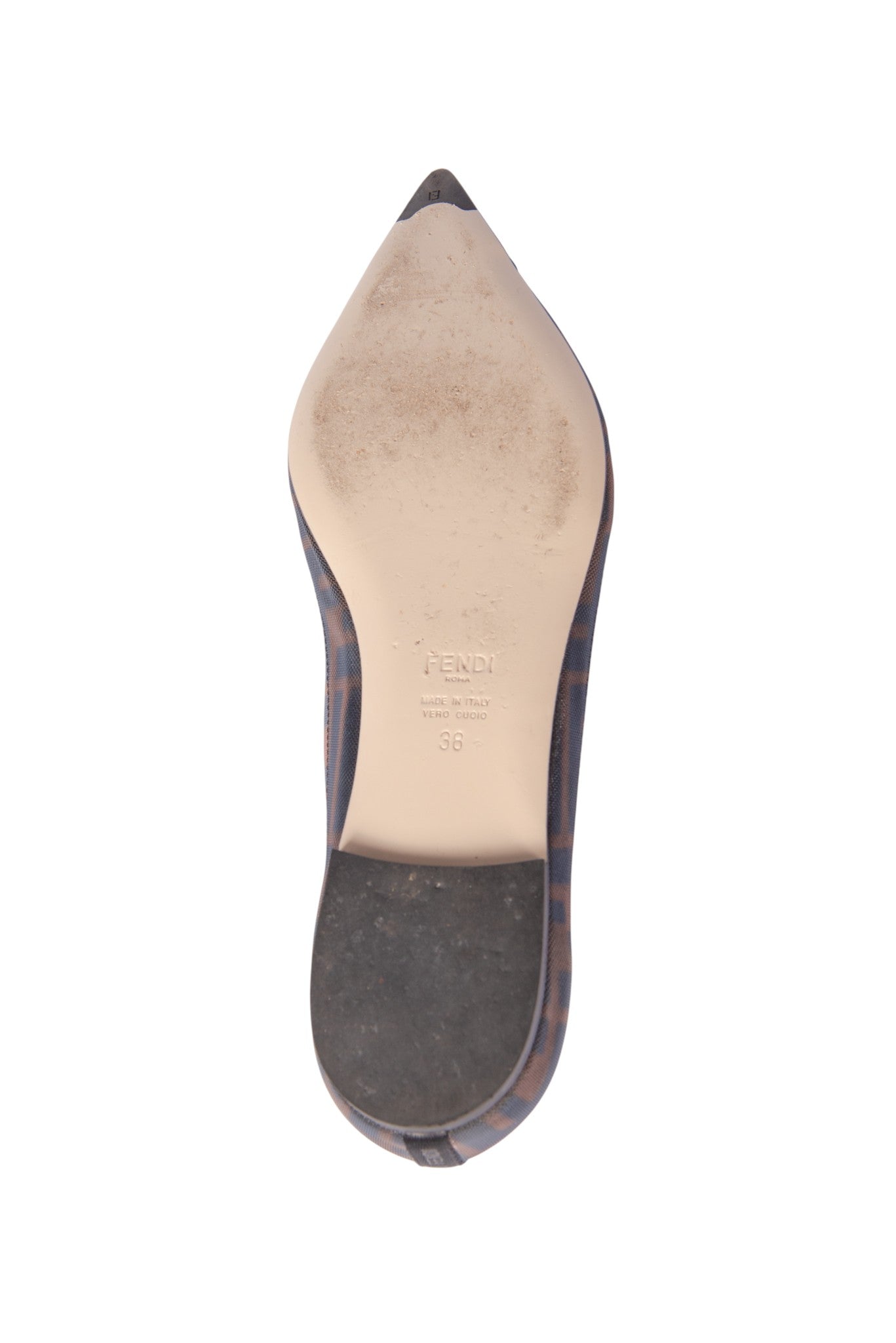 FENDI Black Mesh Zucca FF Logo Ballet Flats Size 38