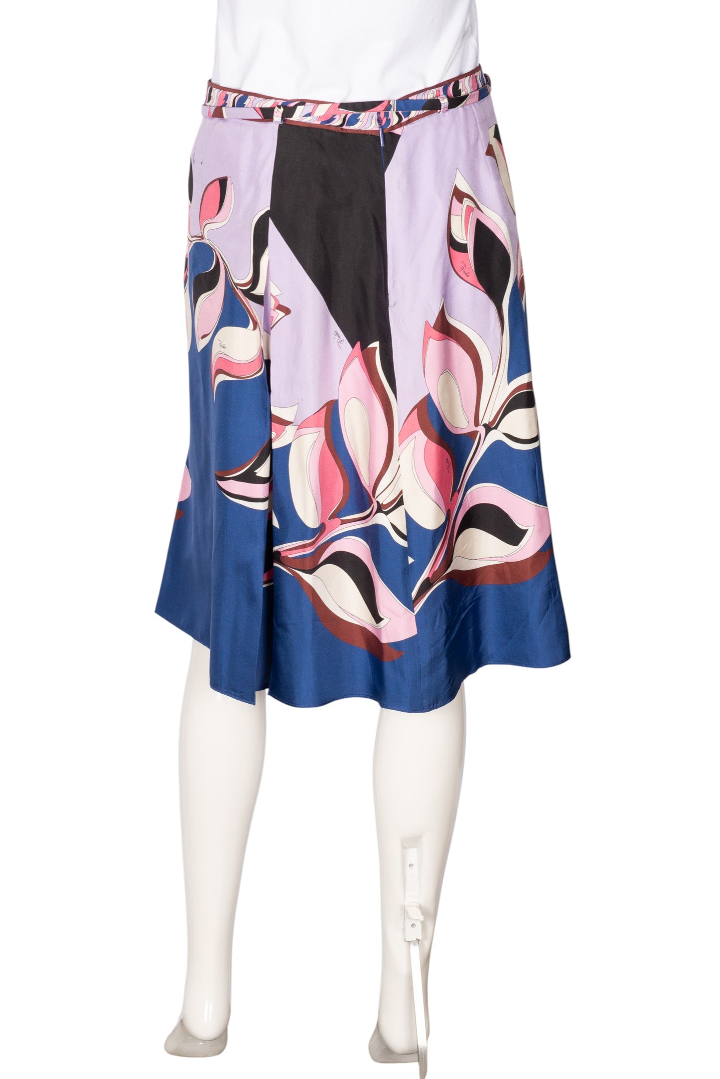 EMILIO PUCCI Purple Floral Print Midi Skirt Size L