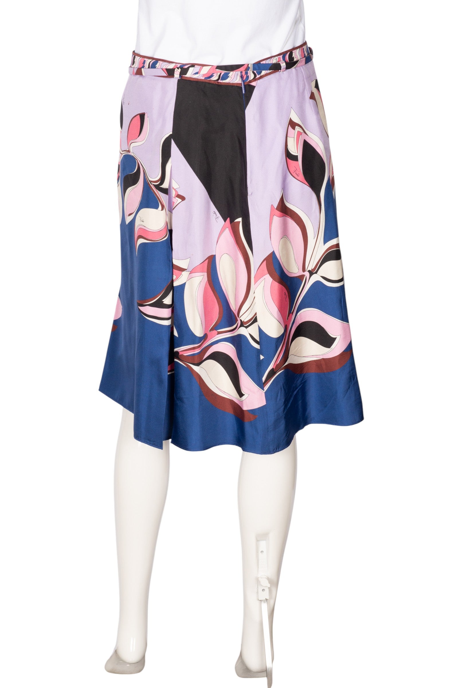 EMILIO PUCCI Purple Floral Print Midi Skirt Size L